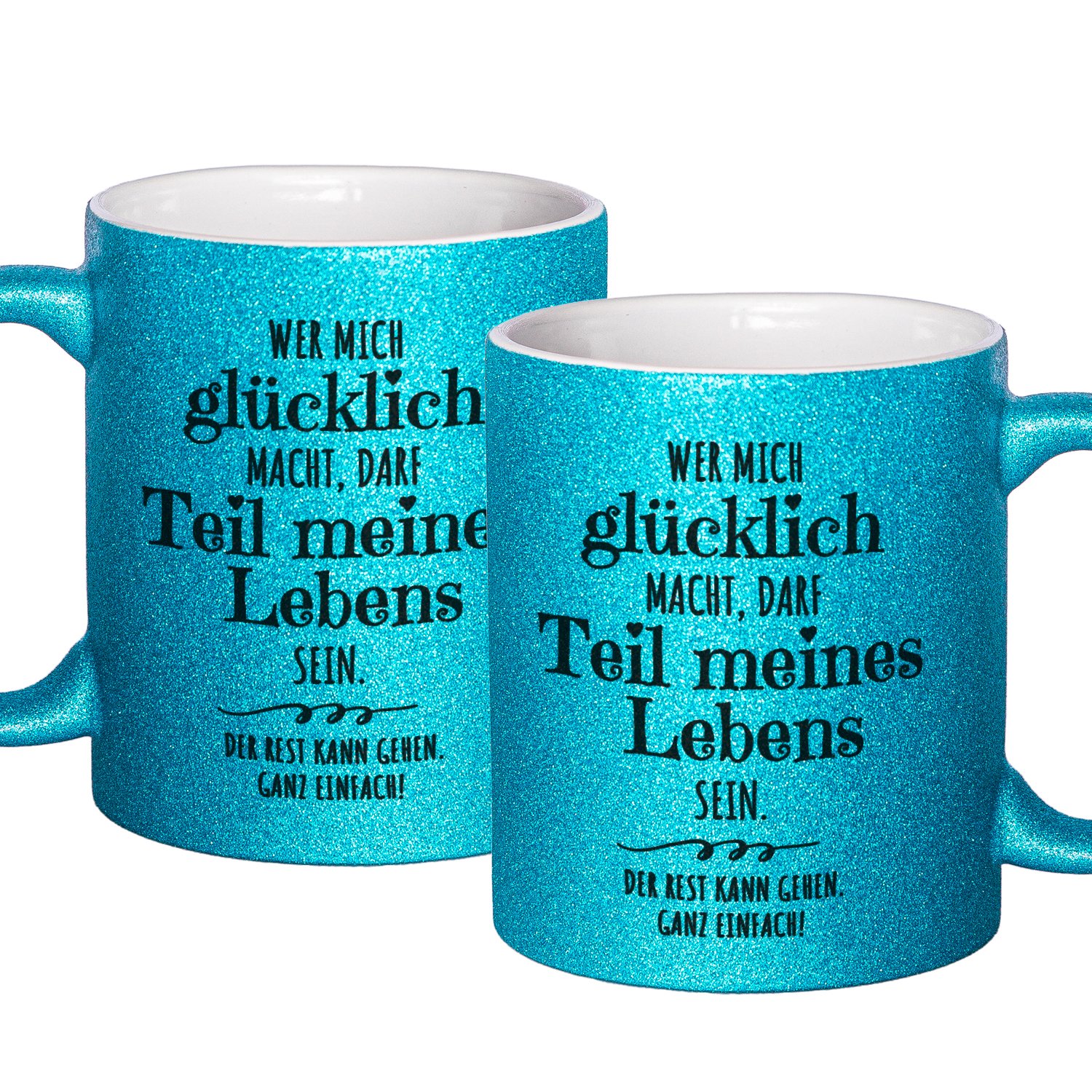 Glitzertasse mit lustigen Sprüchen