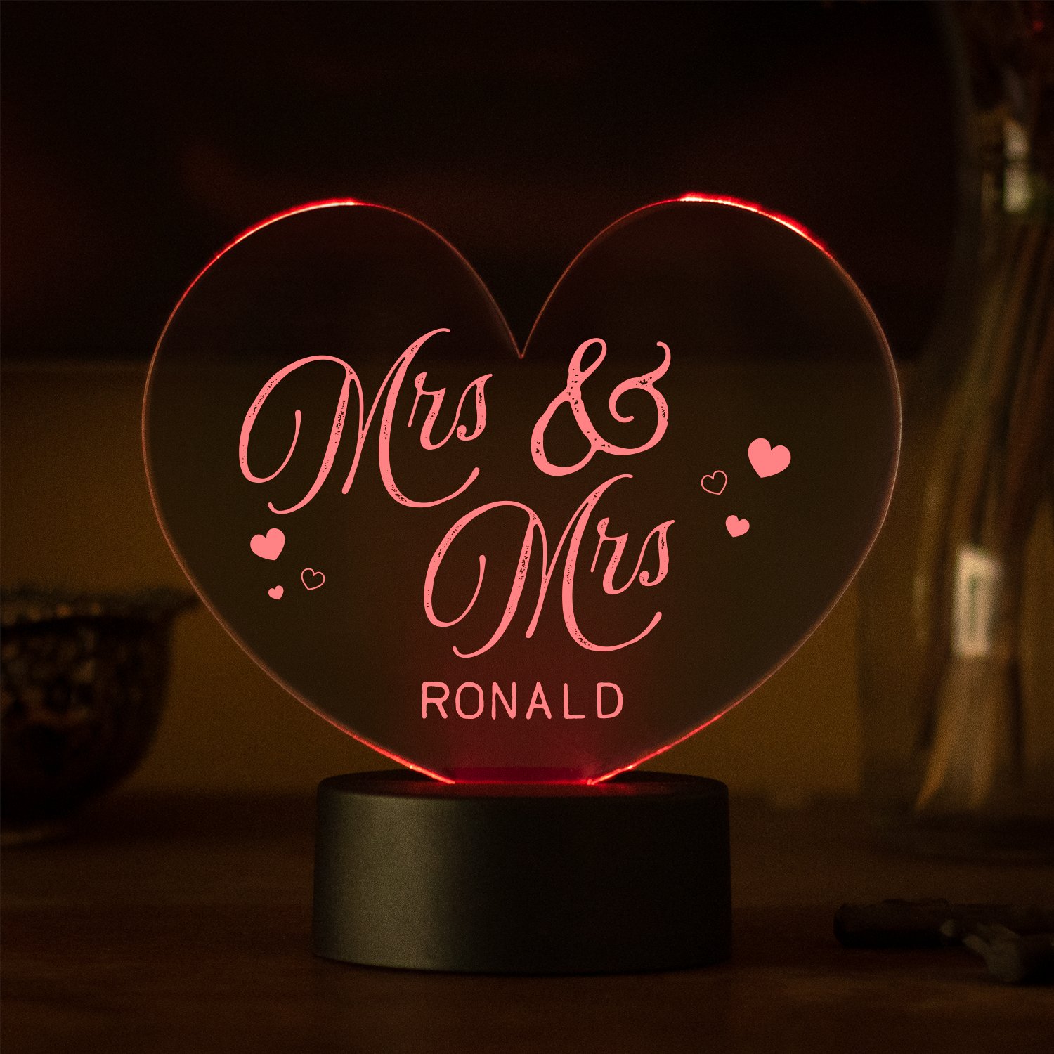 LED-Leuchte Herz - Mr & Mrs mit Personalisierung