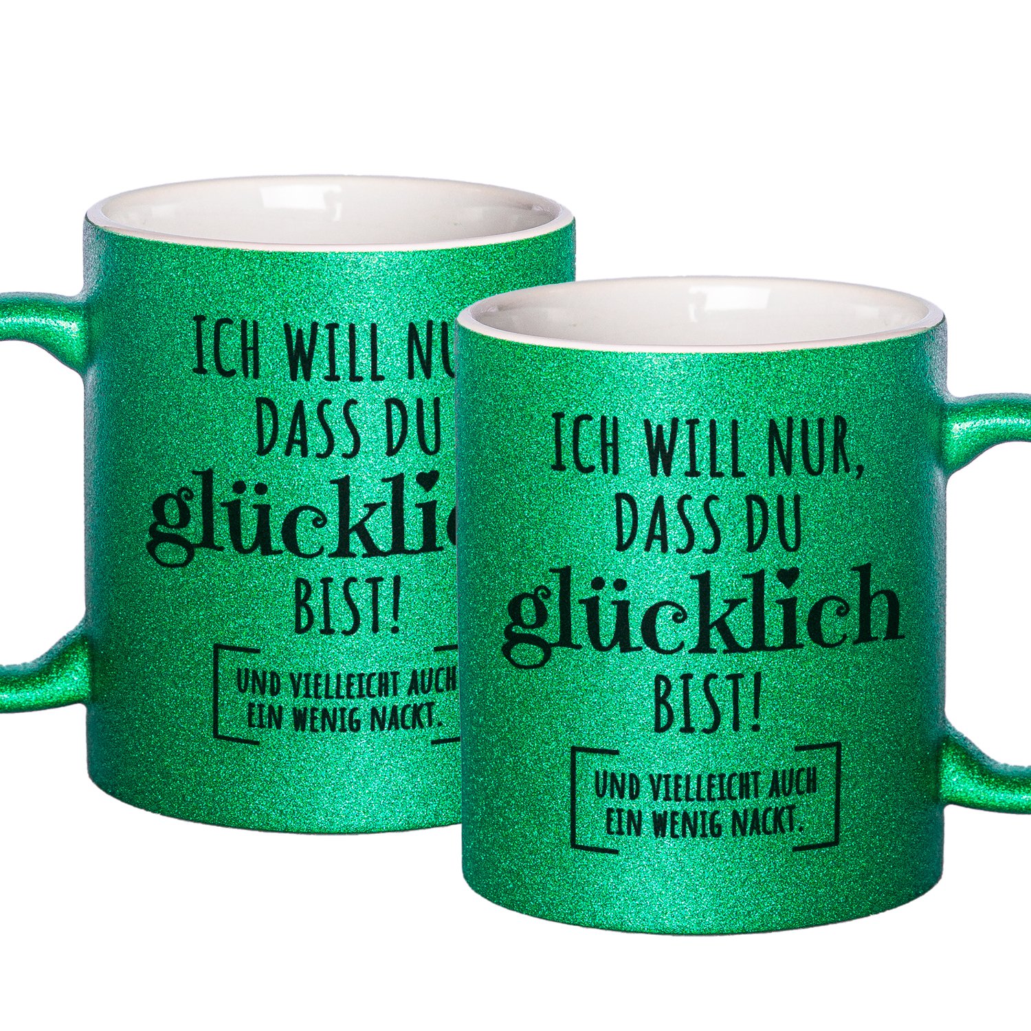 Glitzertasse mit lustigen Sprüchen