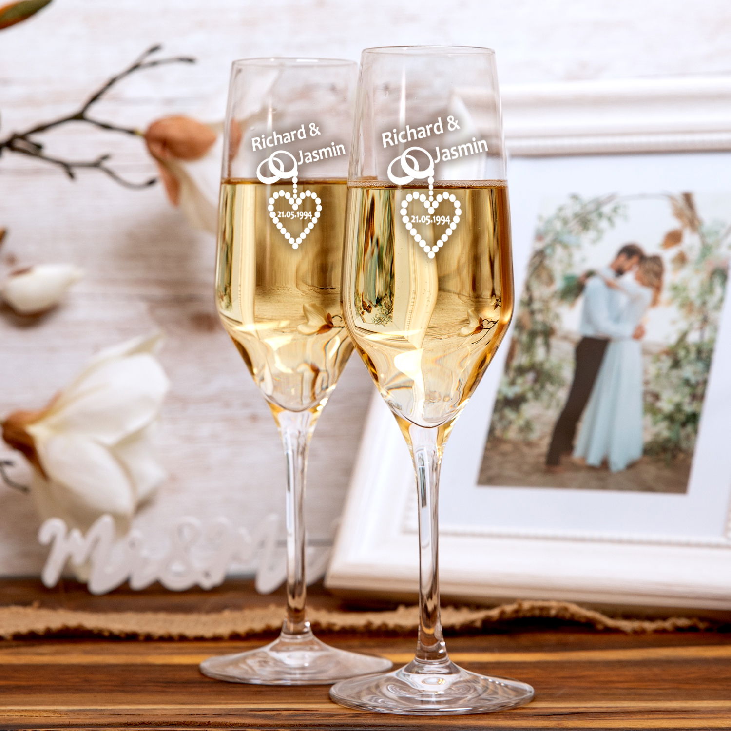 Sektglas Set - Perlenhochzeit