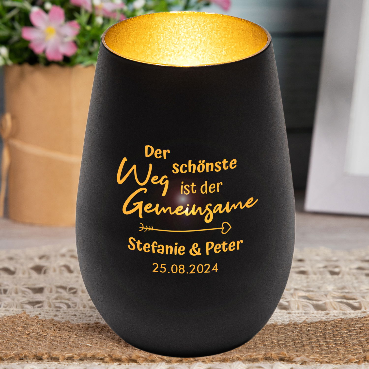 Windlicht - Hochzeit mit Personalisierung