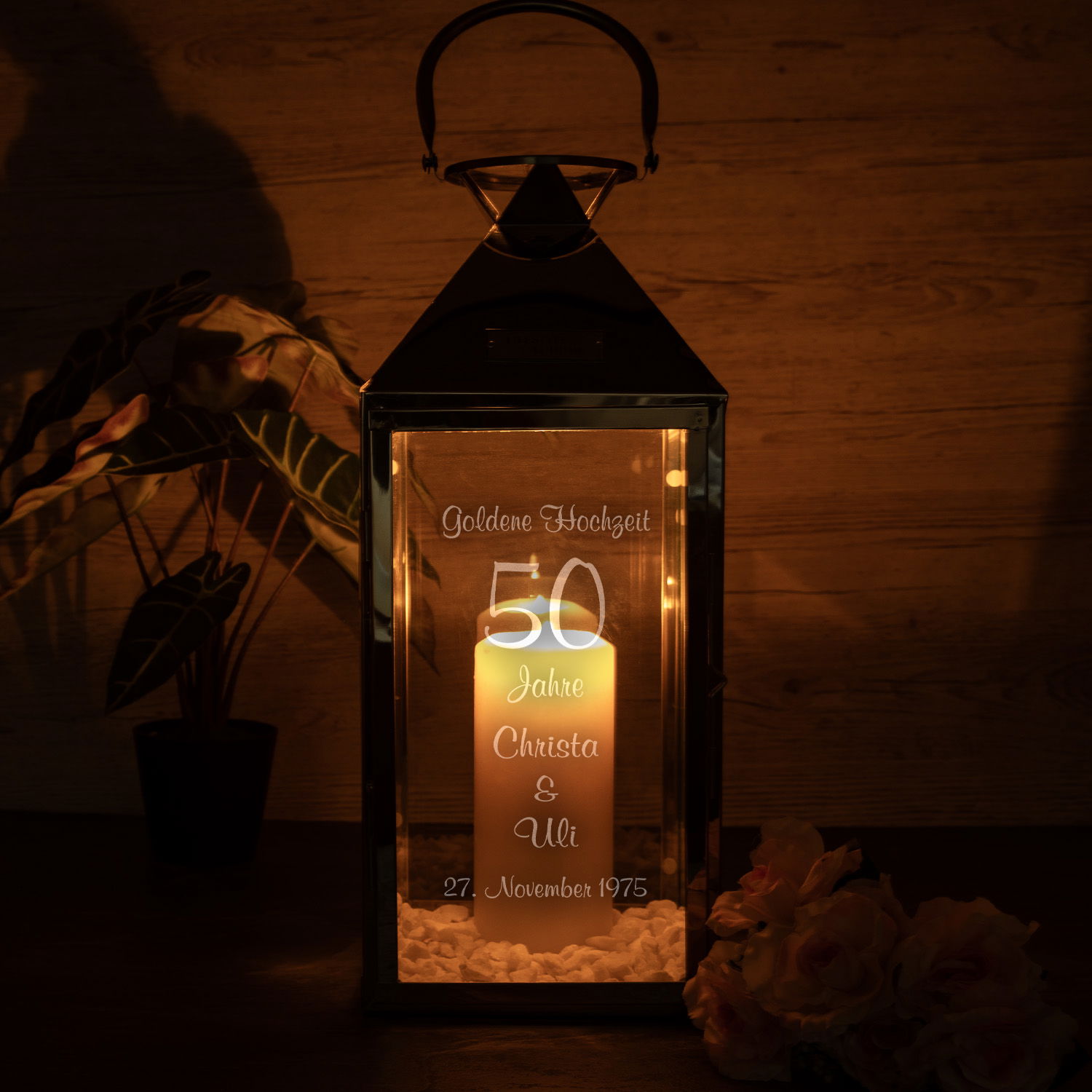 Laterne Goldene Hochzeit mit Gravur