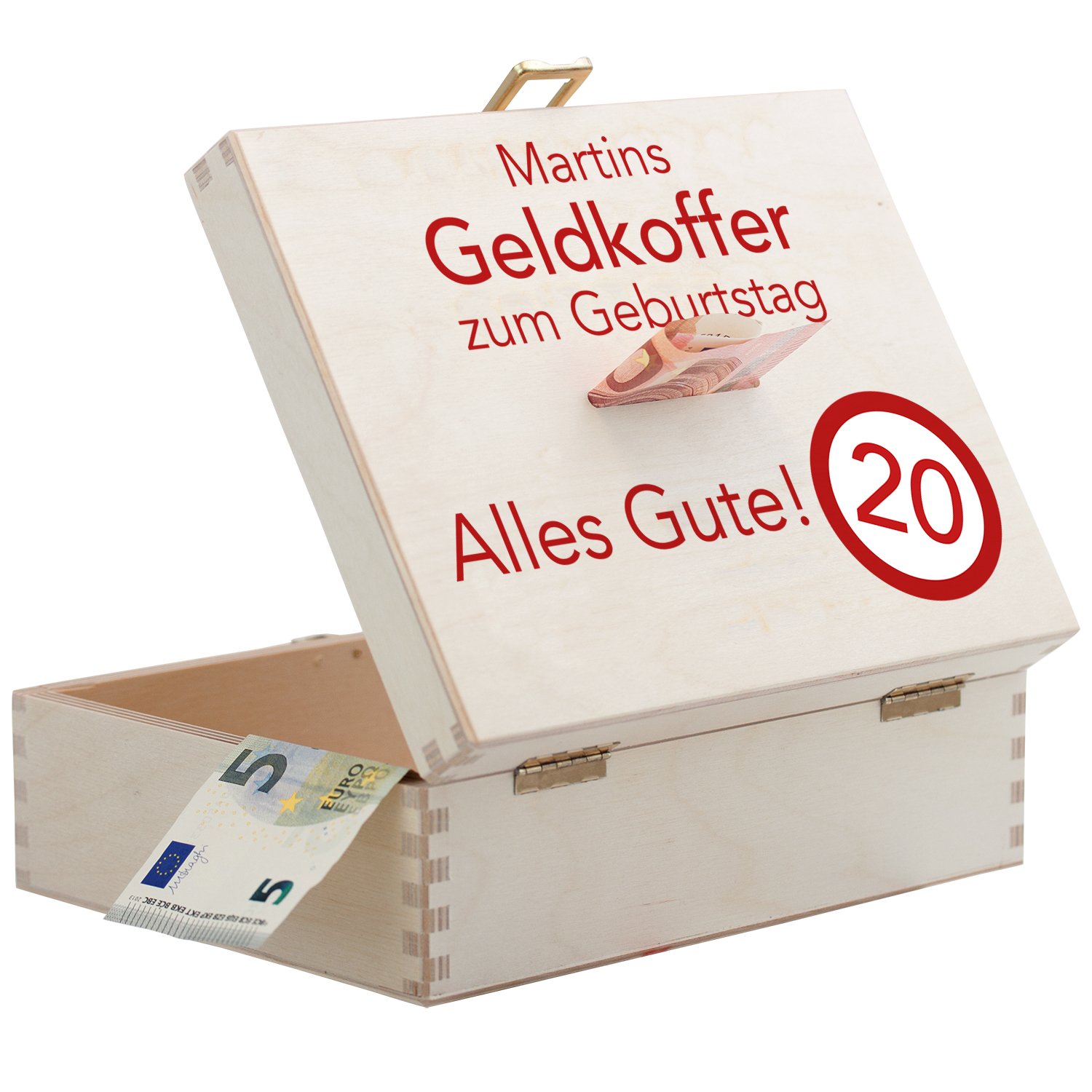Geldkoffer zum Geburtstag mit Wunschname