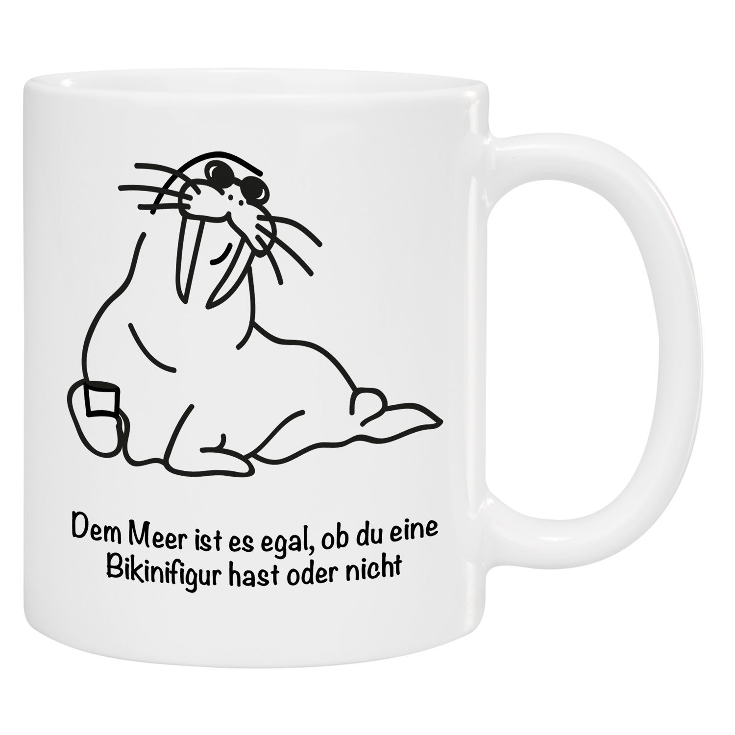 Bonbonglas und Becher - Walross mit Spruch