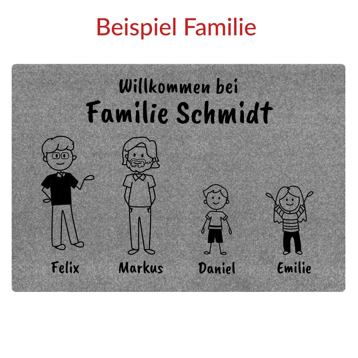 Fußmatte - Familie im Comic Stil