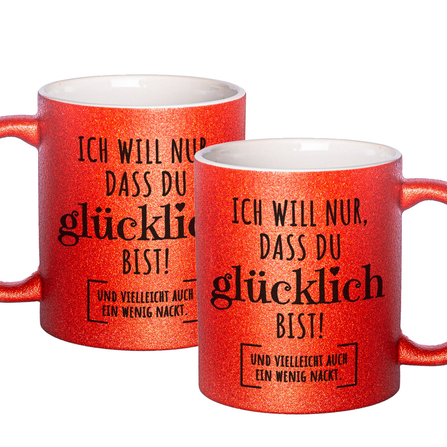 Glitzertasse mit lustigen Sprüchen