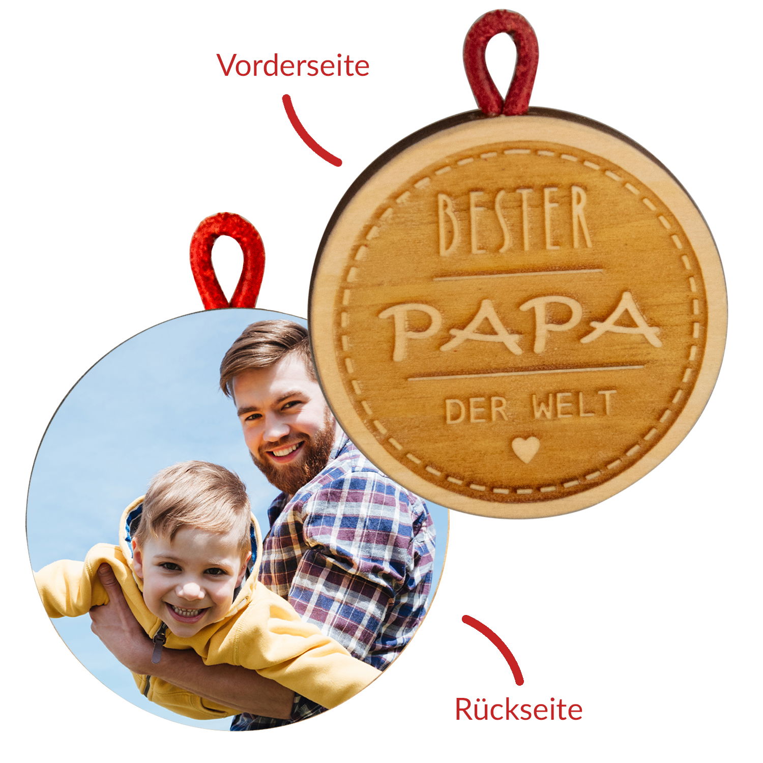 Holzschlüsselanhänger mit Wunschfoto  "Bester Papa"