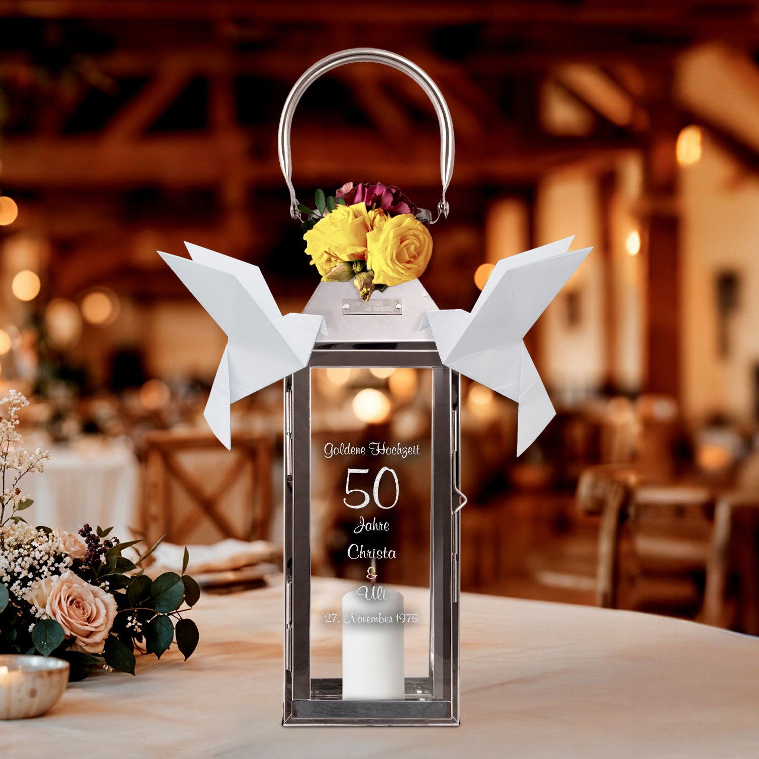 Laterne Goldene Hochzeit mit Gravur