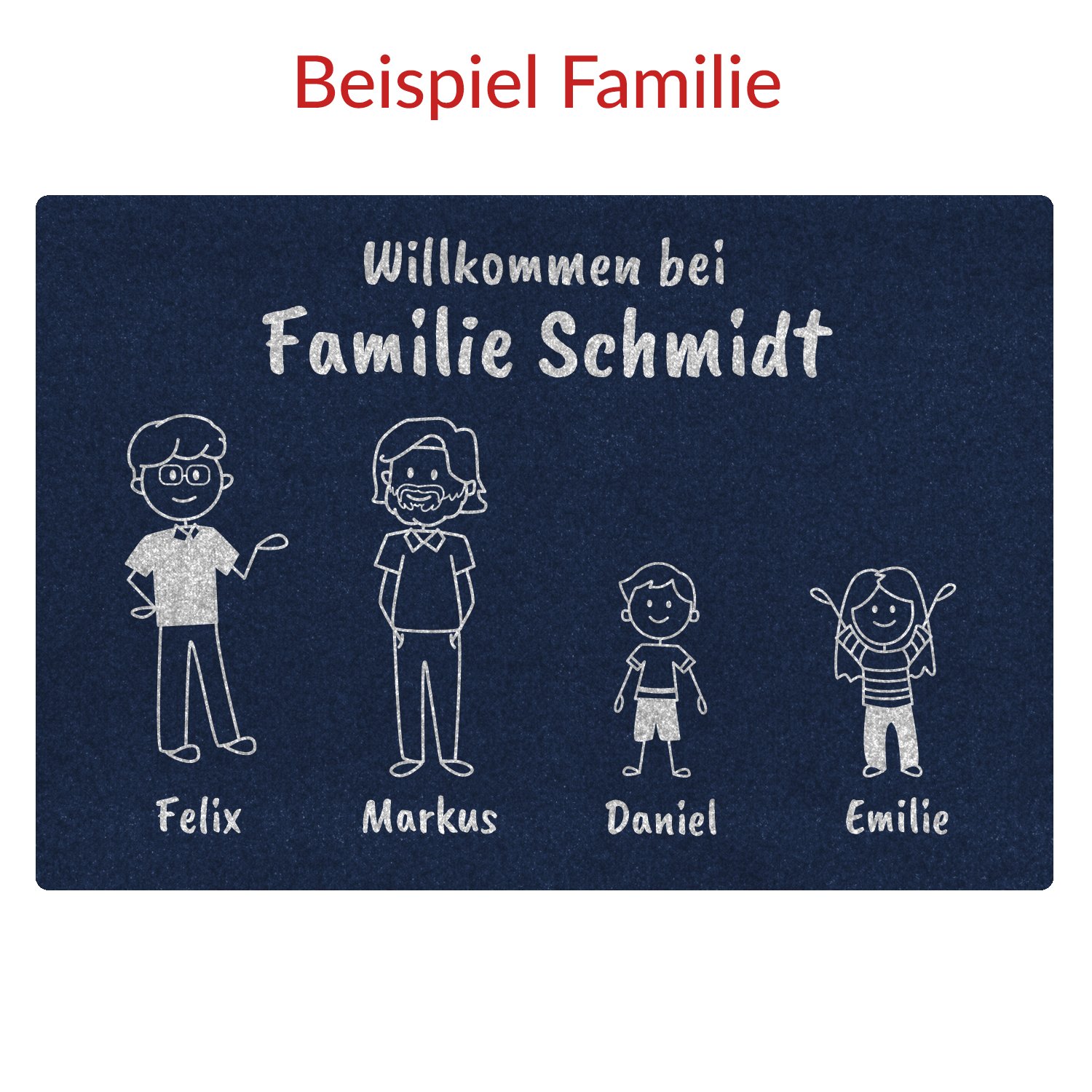 Fußmatte - Familie im Comic Stil