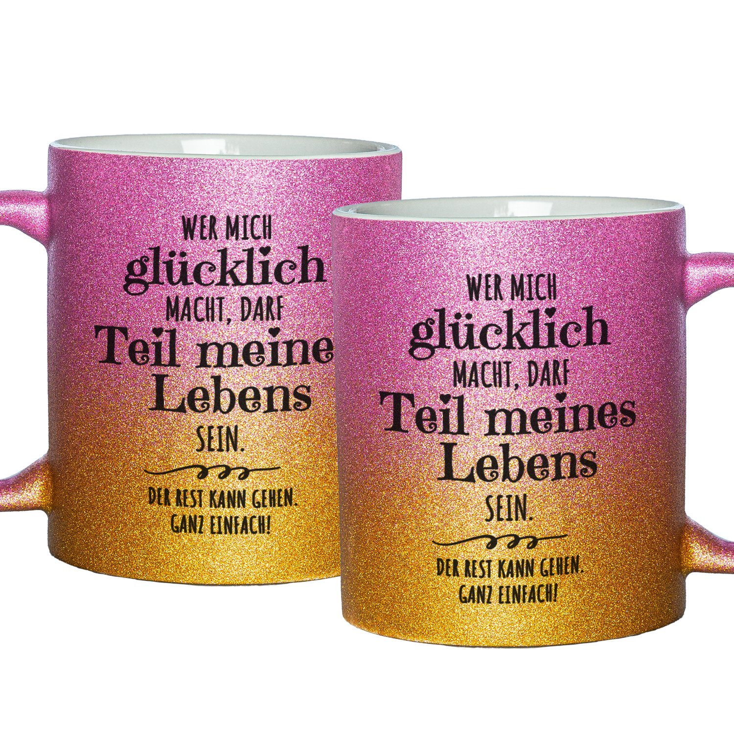 Glitzertasse mit lustigen Sprüchen