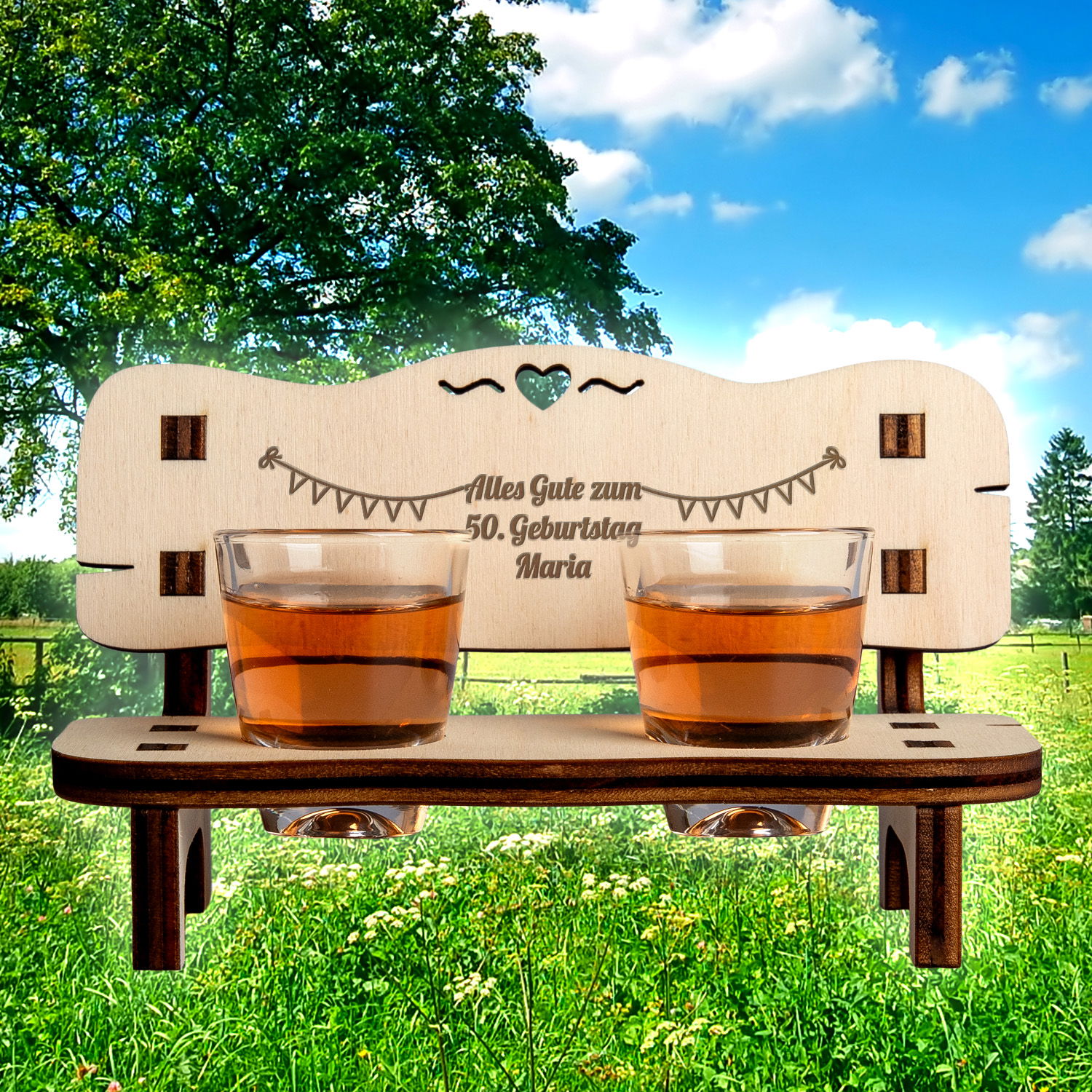 Schnapsbank zum Geburtstag mit Gravur