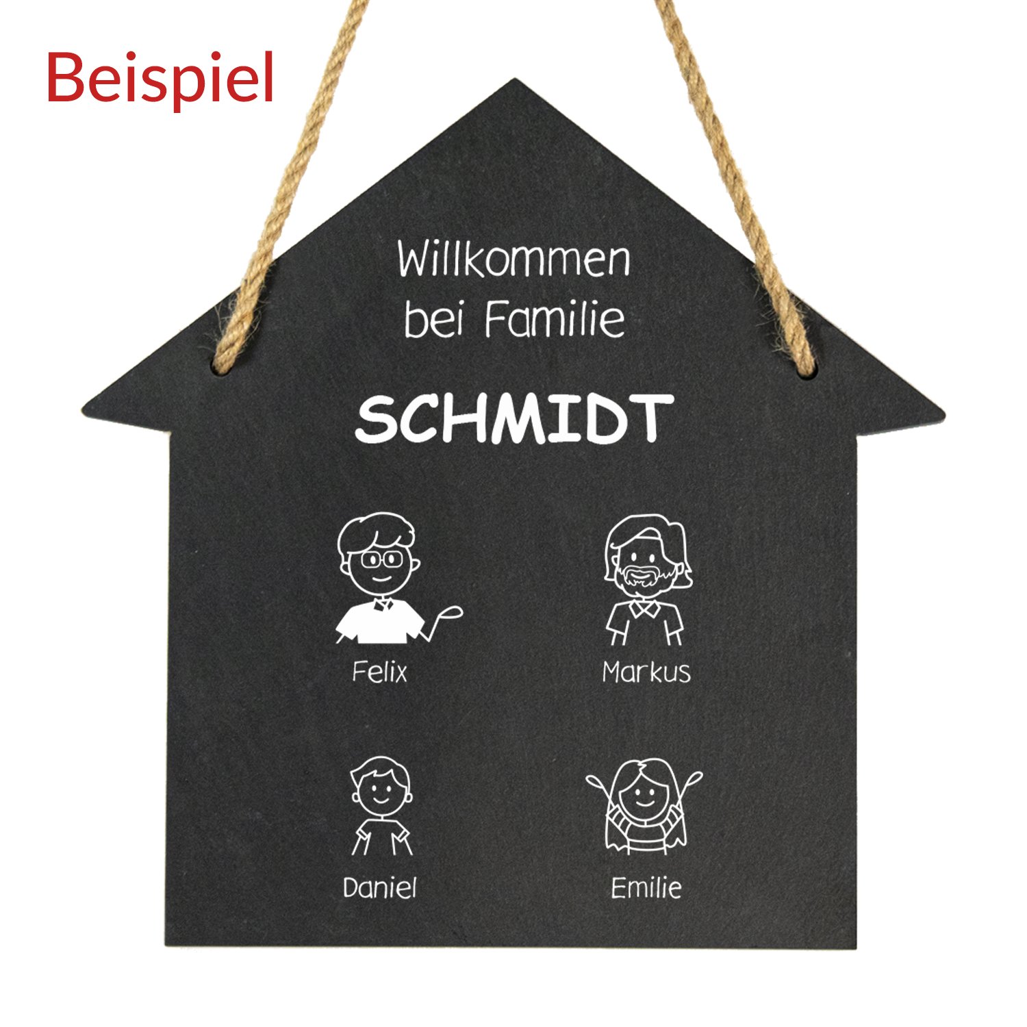 Schiefertafel - Haus im Comic Stil