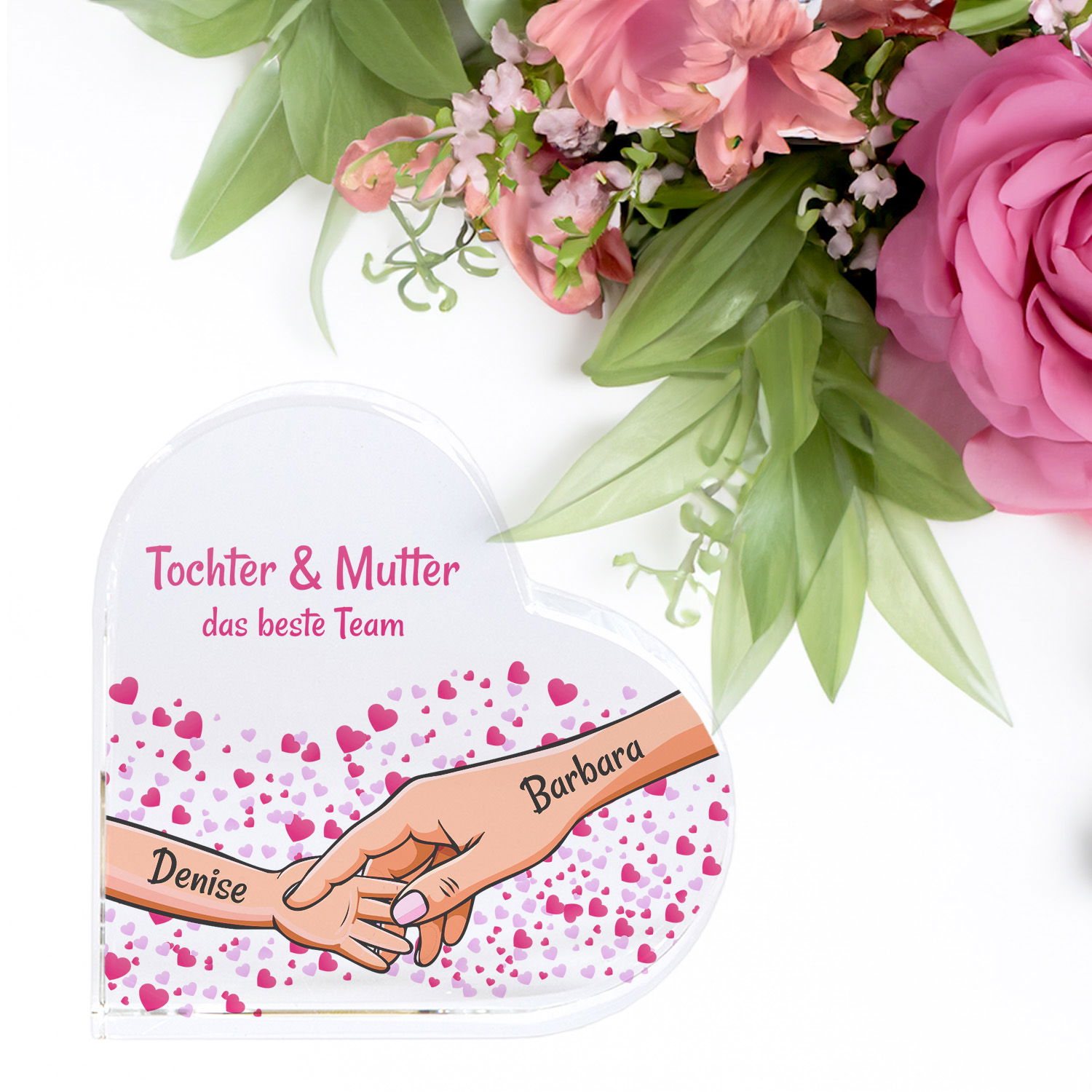 Glasherz zum Muttertag mit Personalisierung