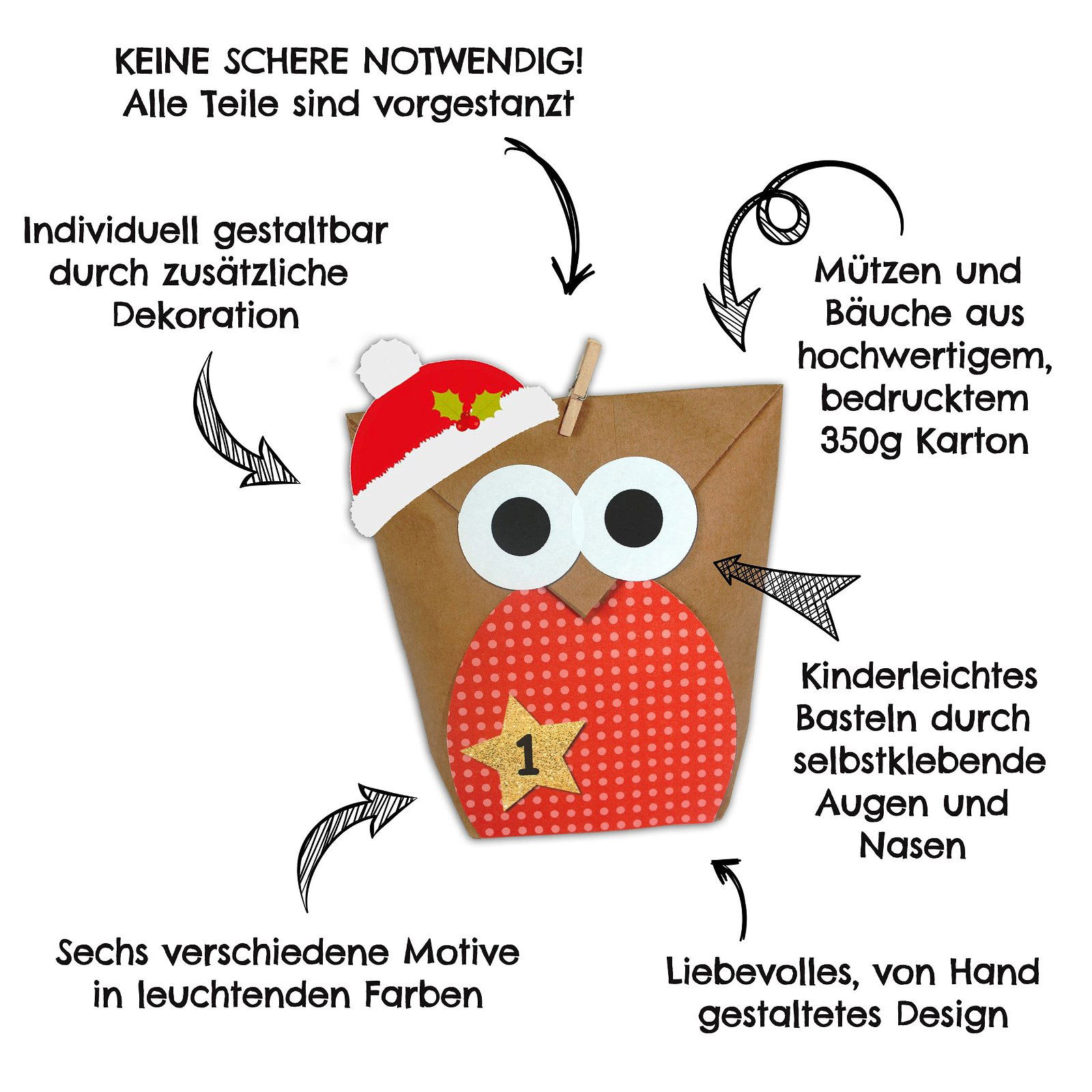 Adventskalender zum Befüllen - Eule