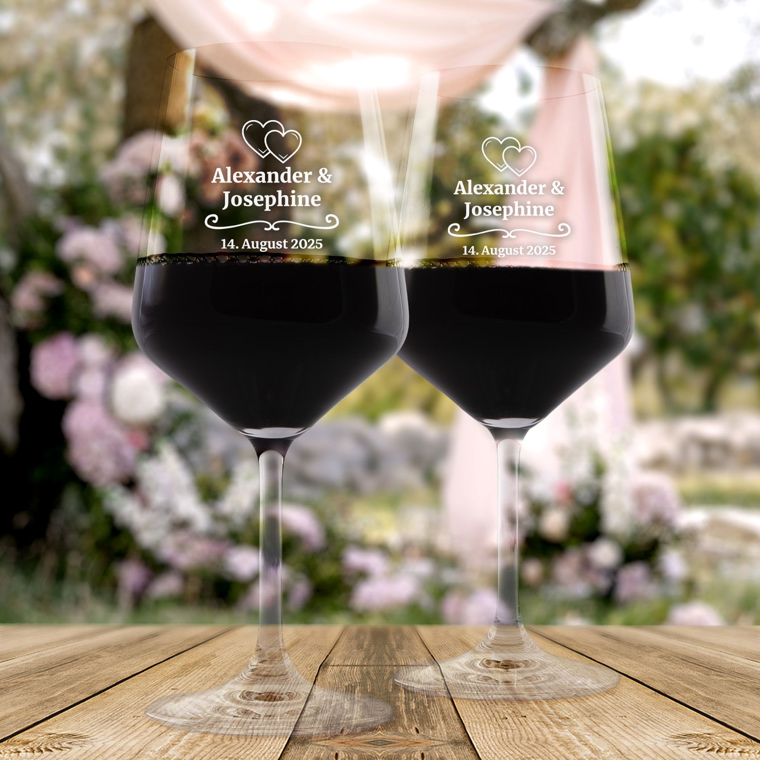 Weinglas Set zur Hochzeit