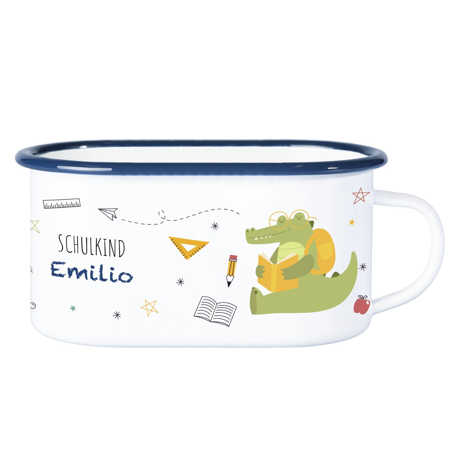 Emaille Tasse zur Einschulung