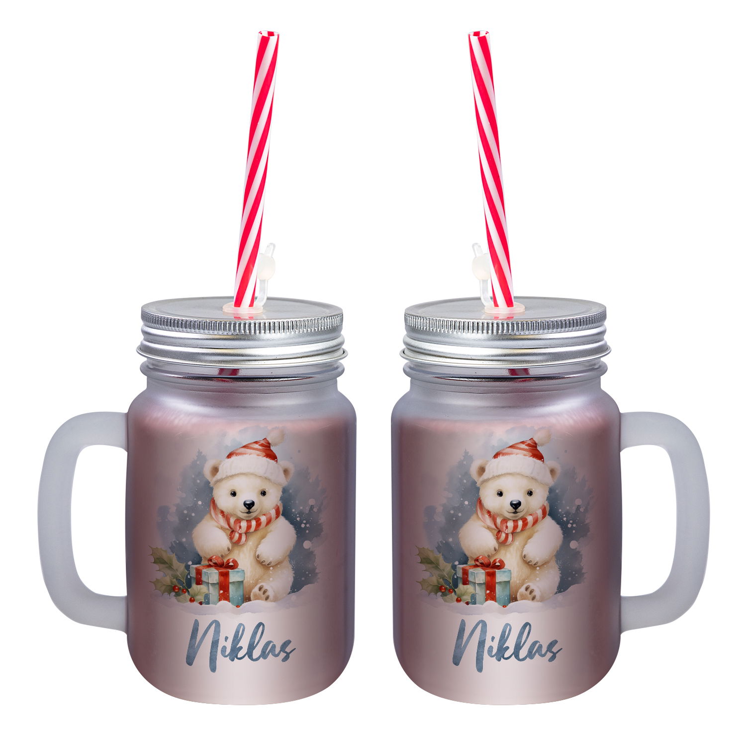 Weihnachtliches Henkelglas mit Wunschname