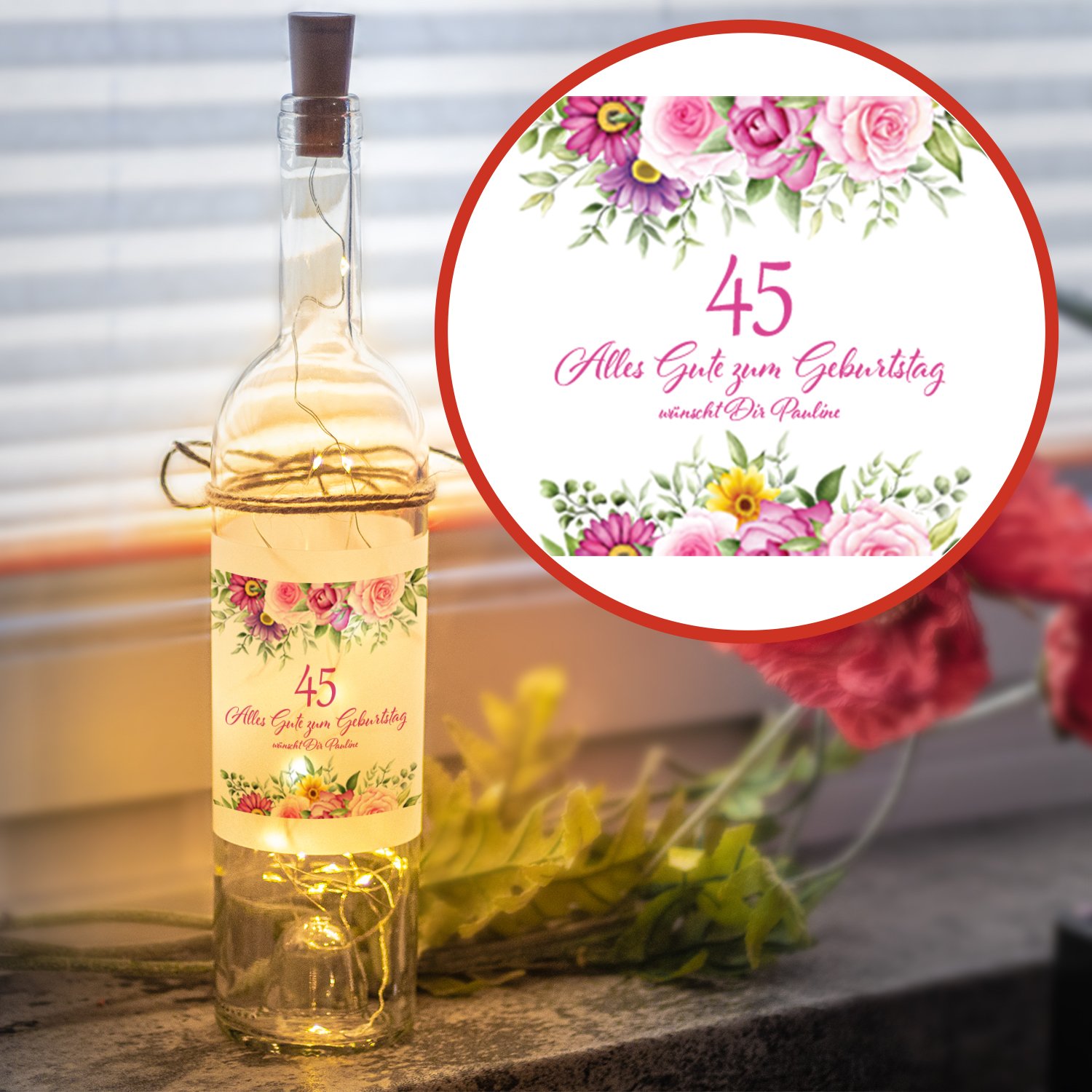 LED Flasche zum Geburtstag