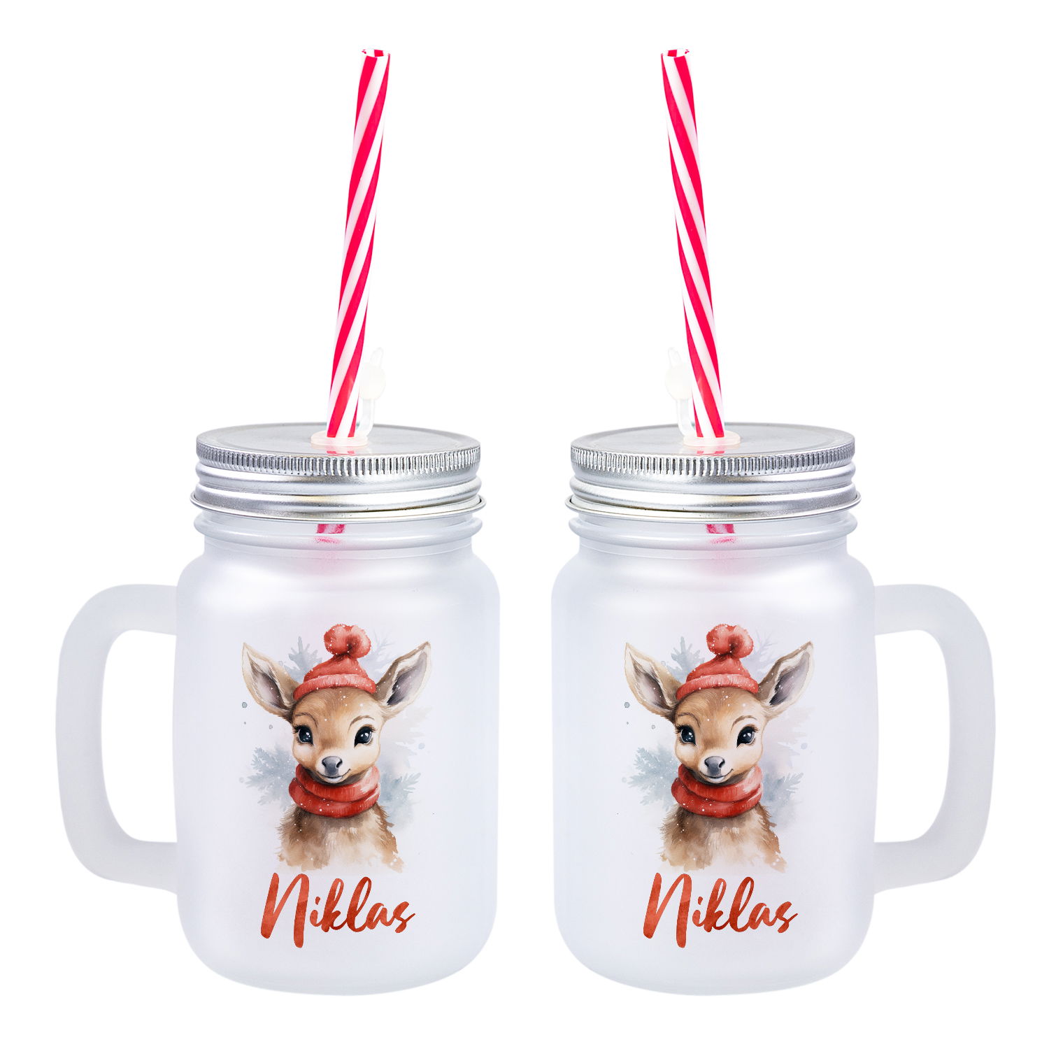 Weihnachtliches Henkelglas mit Wunschname