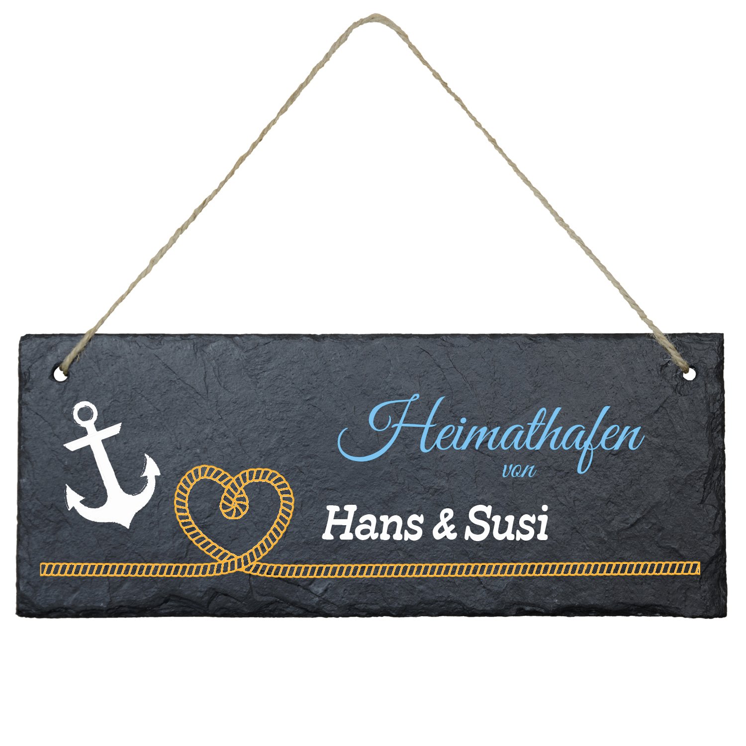 Schiefertafel Heimathafen mit Wunschnamen