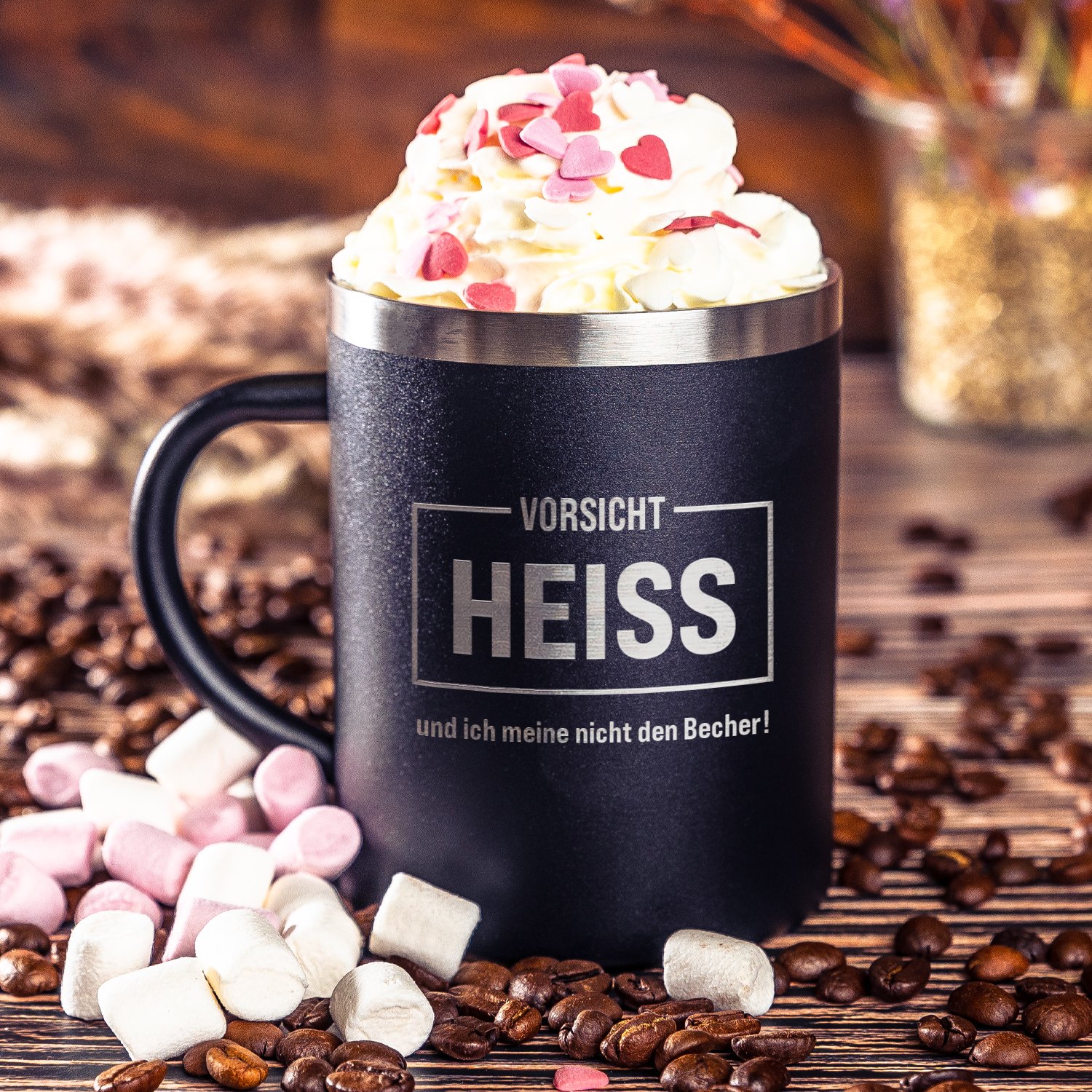 Tasse aus Metall mit coolen Sprüchen