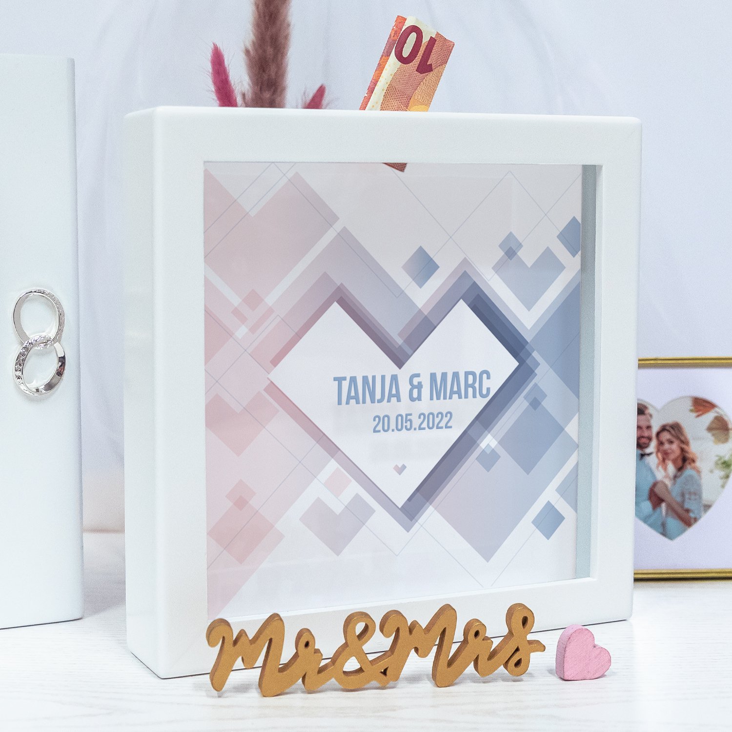 3D-Spardose Hochzeit mit Personalisierung - Modern