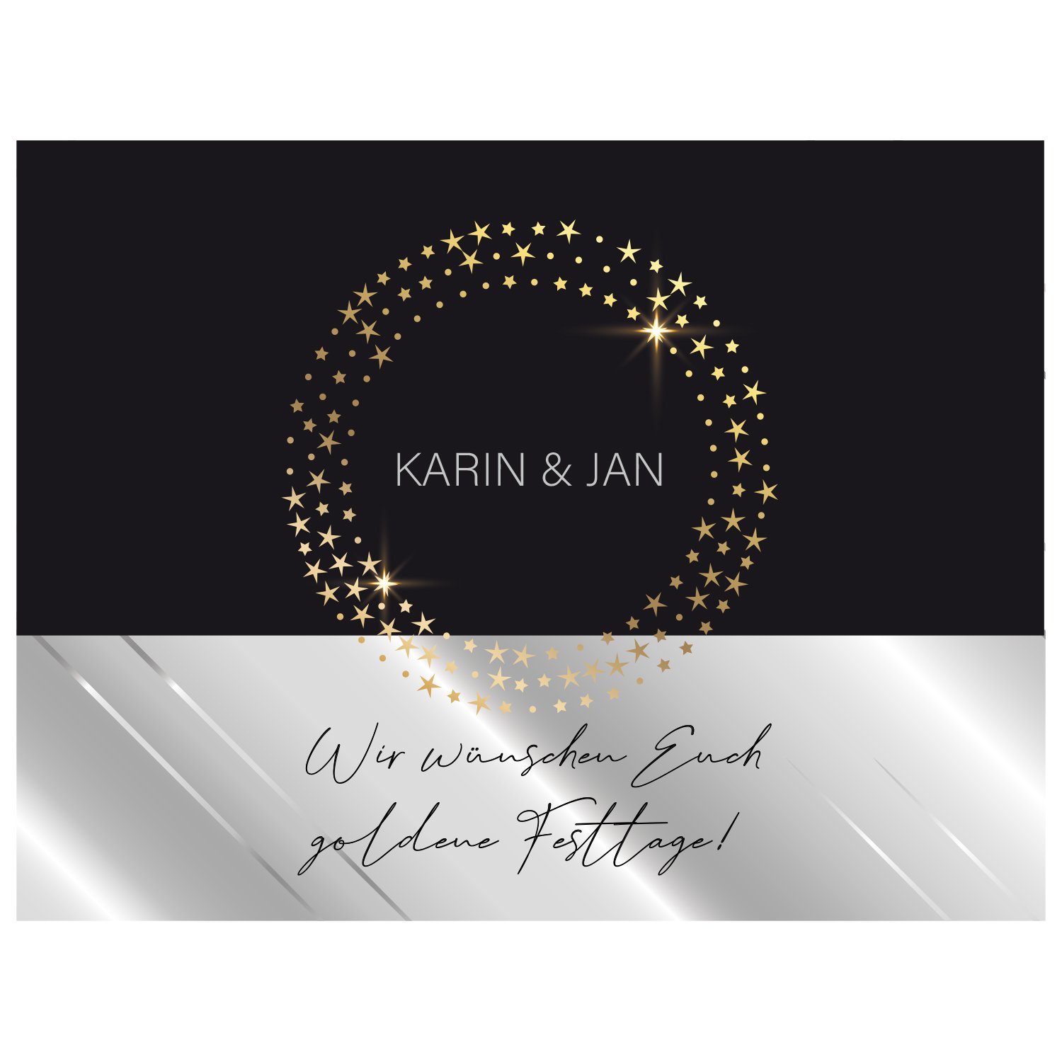 Goldener Weihnachtssekt mit Personalisierung