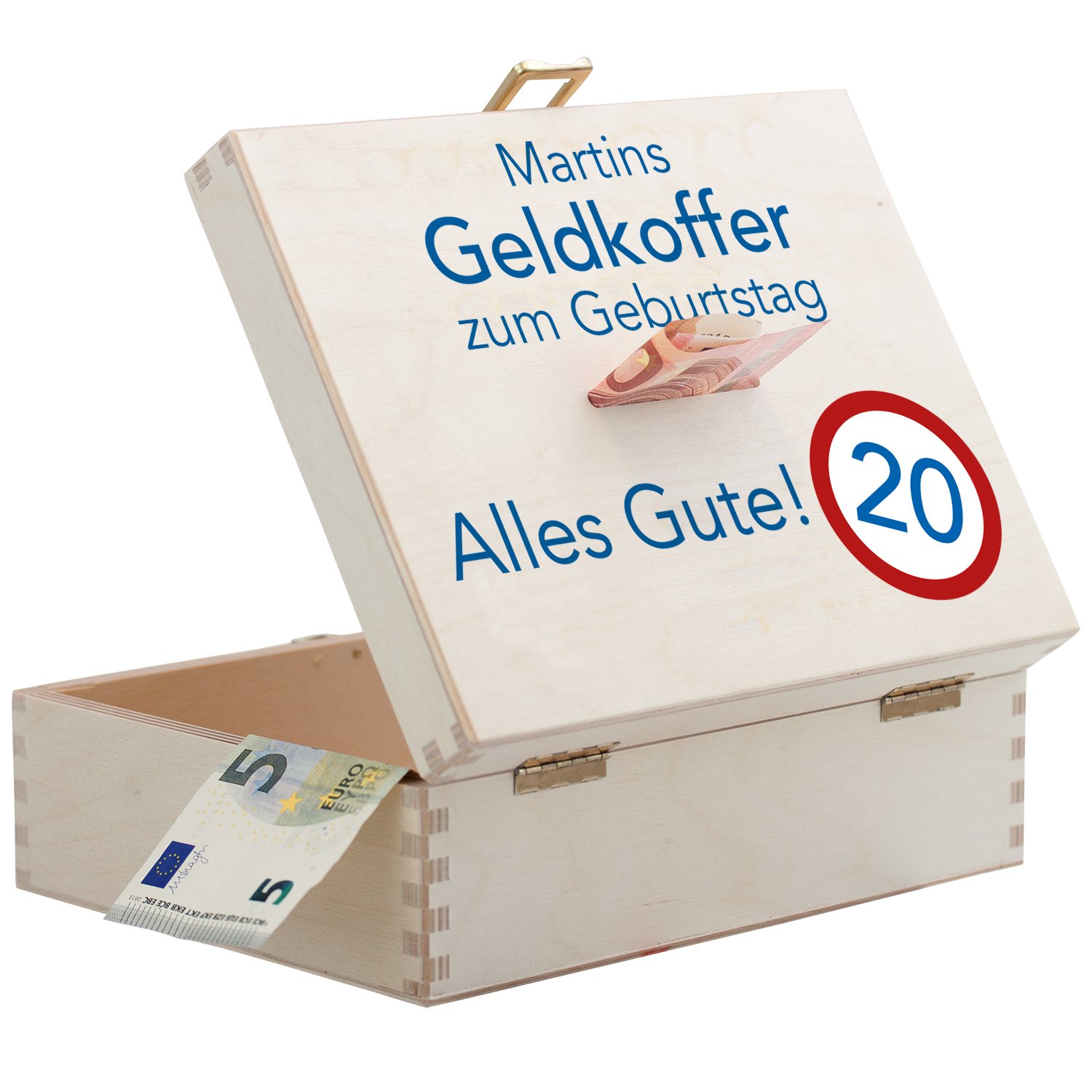 Geldkoffer zum Geburtstag mit Wunschname