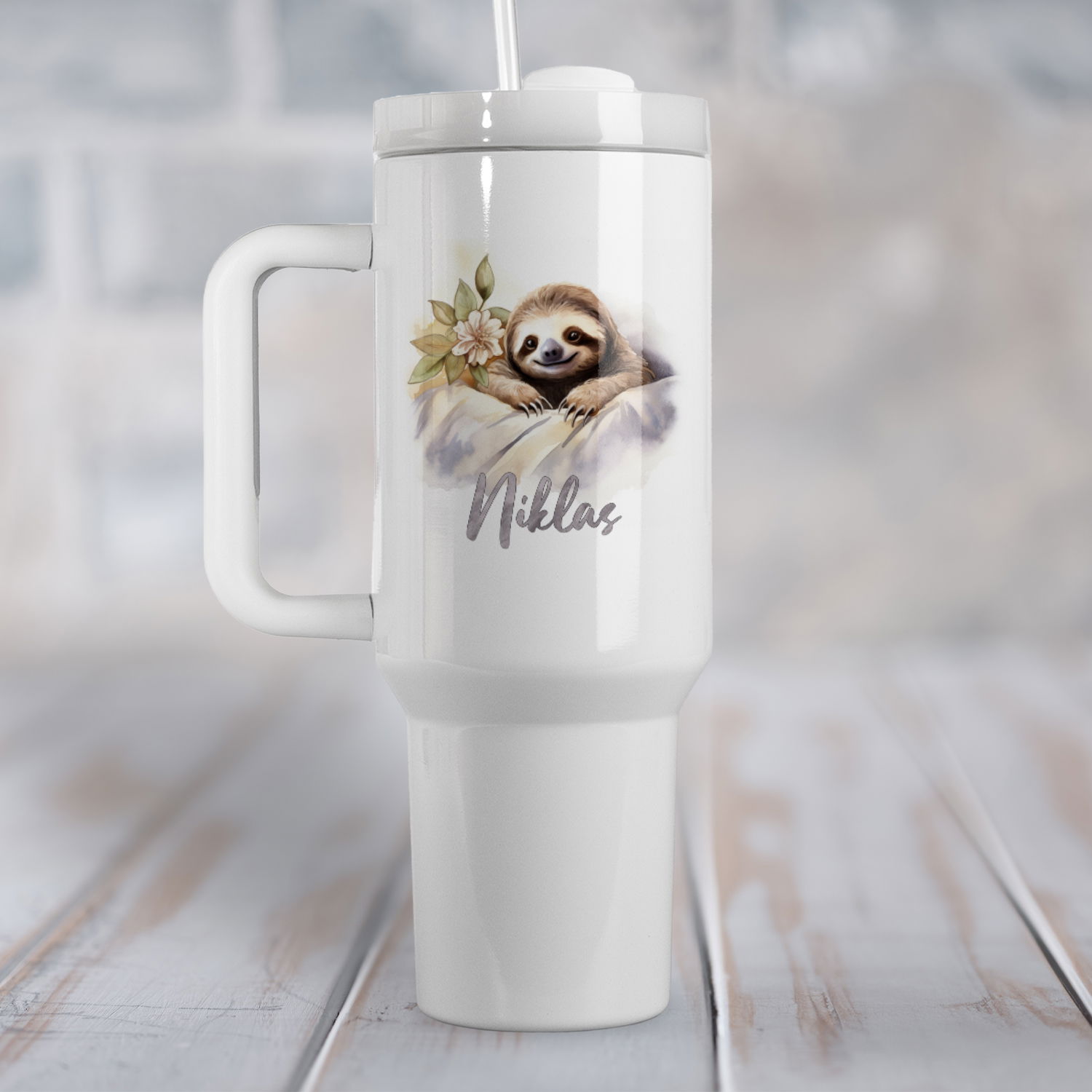 Thermo-Becher mit Griff und Wunschname