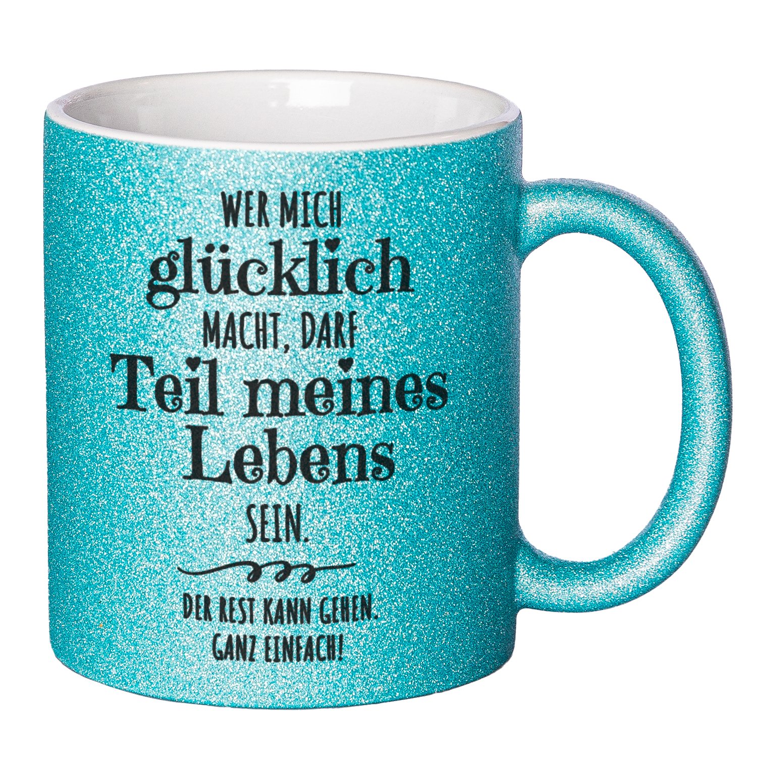 Glitzertasse mit lustigen Sprüchen