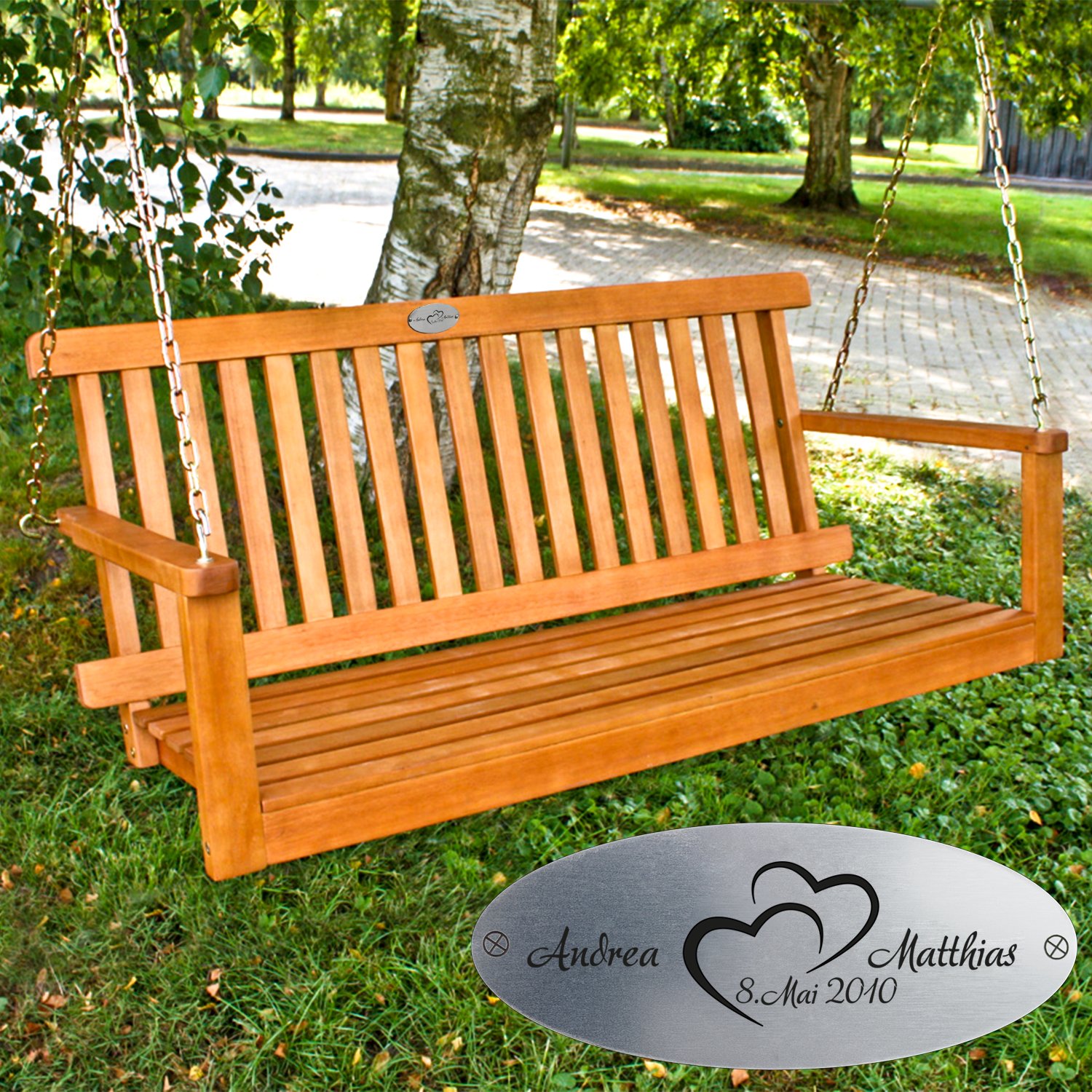Gartenbank zum Hochzeitstag mit Personalisierung