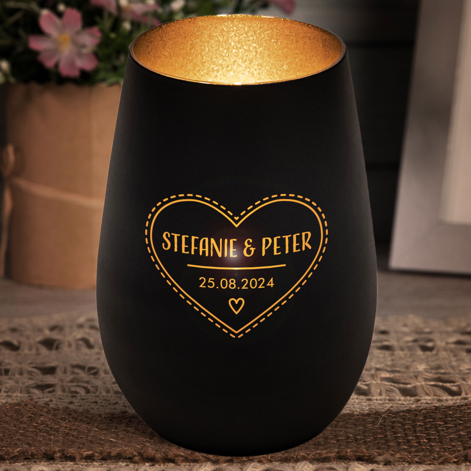 Windlicht - Hochzeit mit Personalisierung