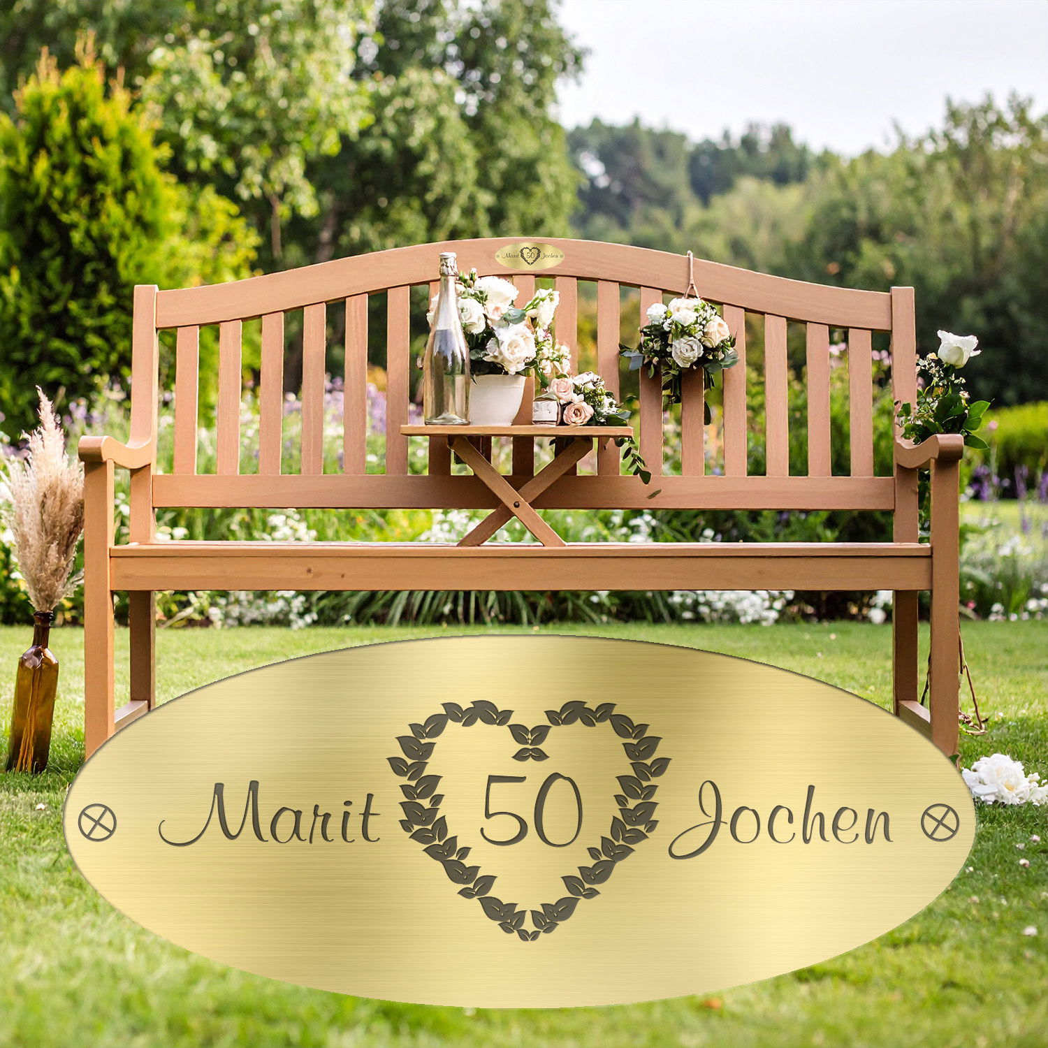Goldene Hochzeit Bank mit Gravur