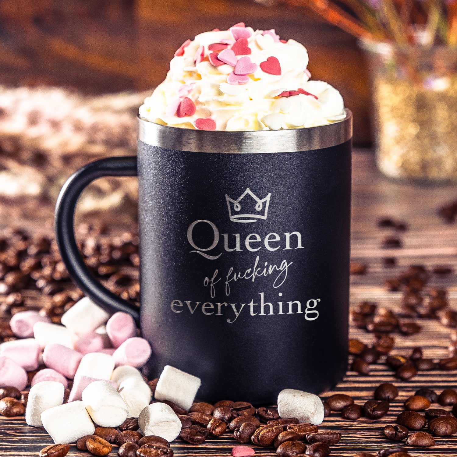 Tasse aus Metall mit coolen Sprüchen