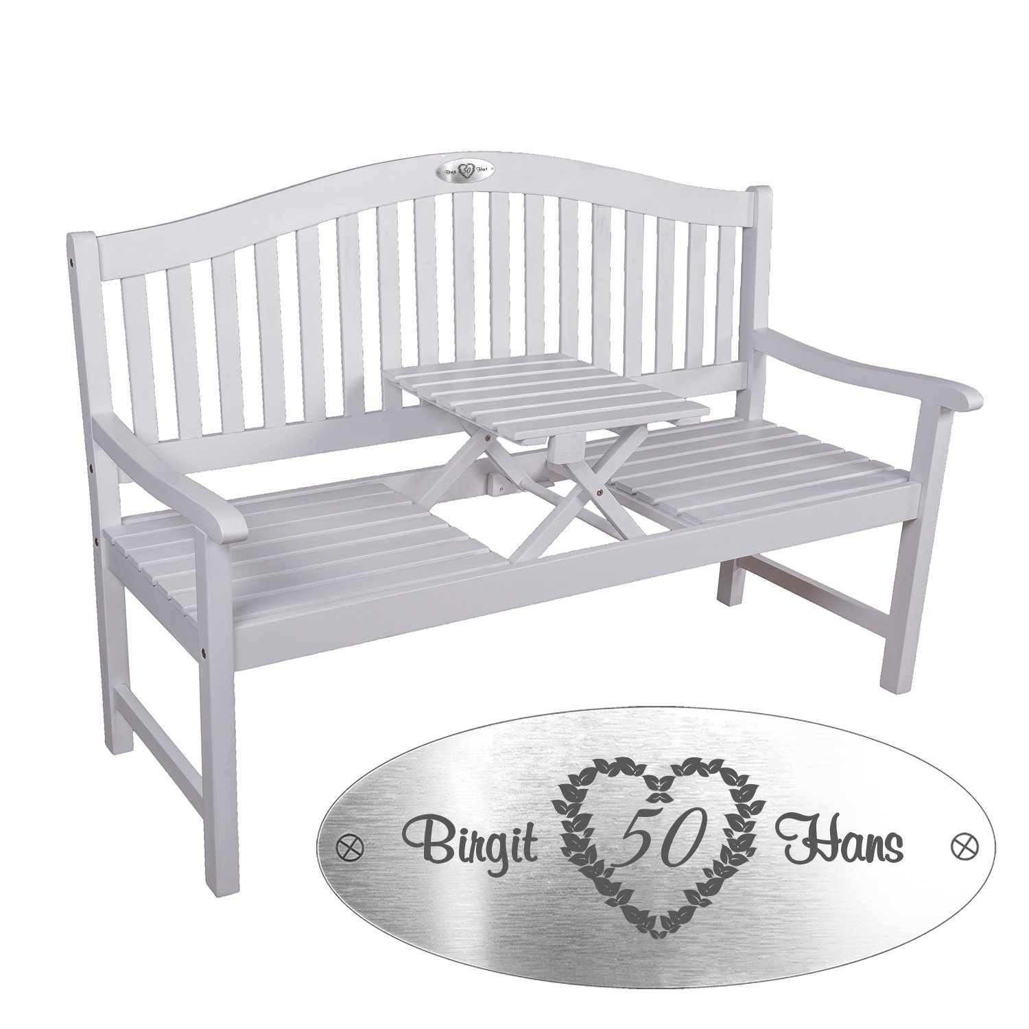 Gartenbank zum Hochzeitstag mit Personalisierung