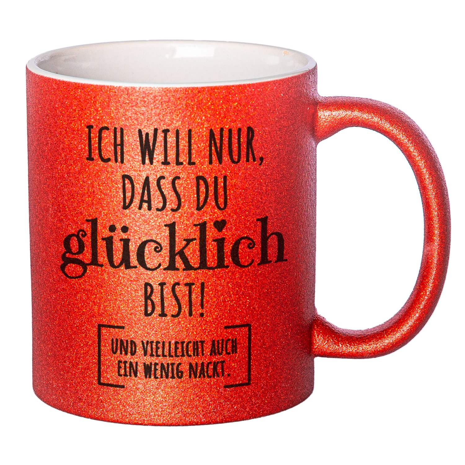 Glitzertasse mit lustigen Sprüchen