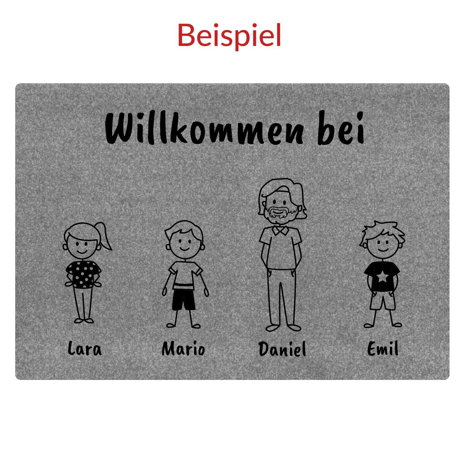 Fussmatte-shopbilder-4-Personen-single-personalisiert Comic Fußmatte