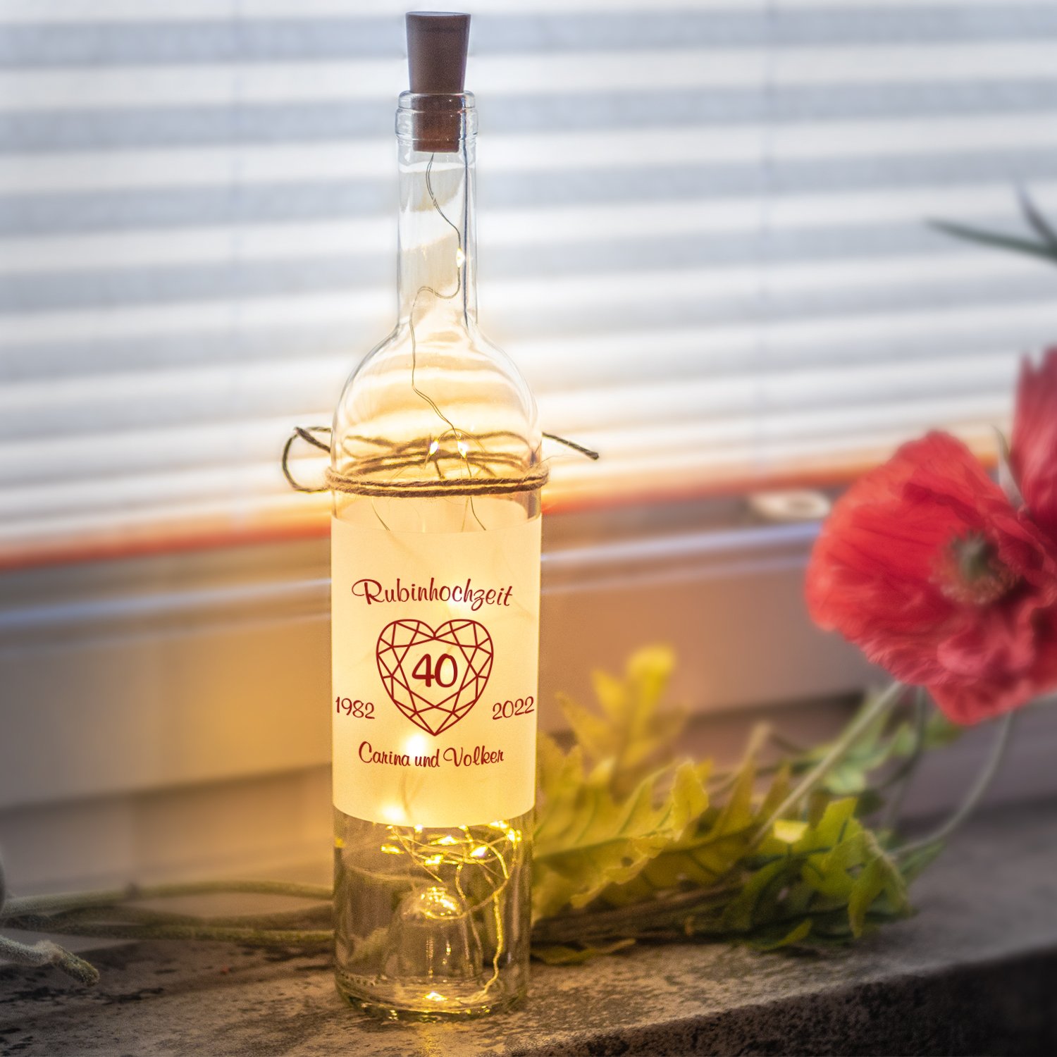 LED Flasche - Rubinhochzeit
