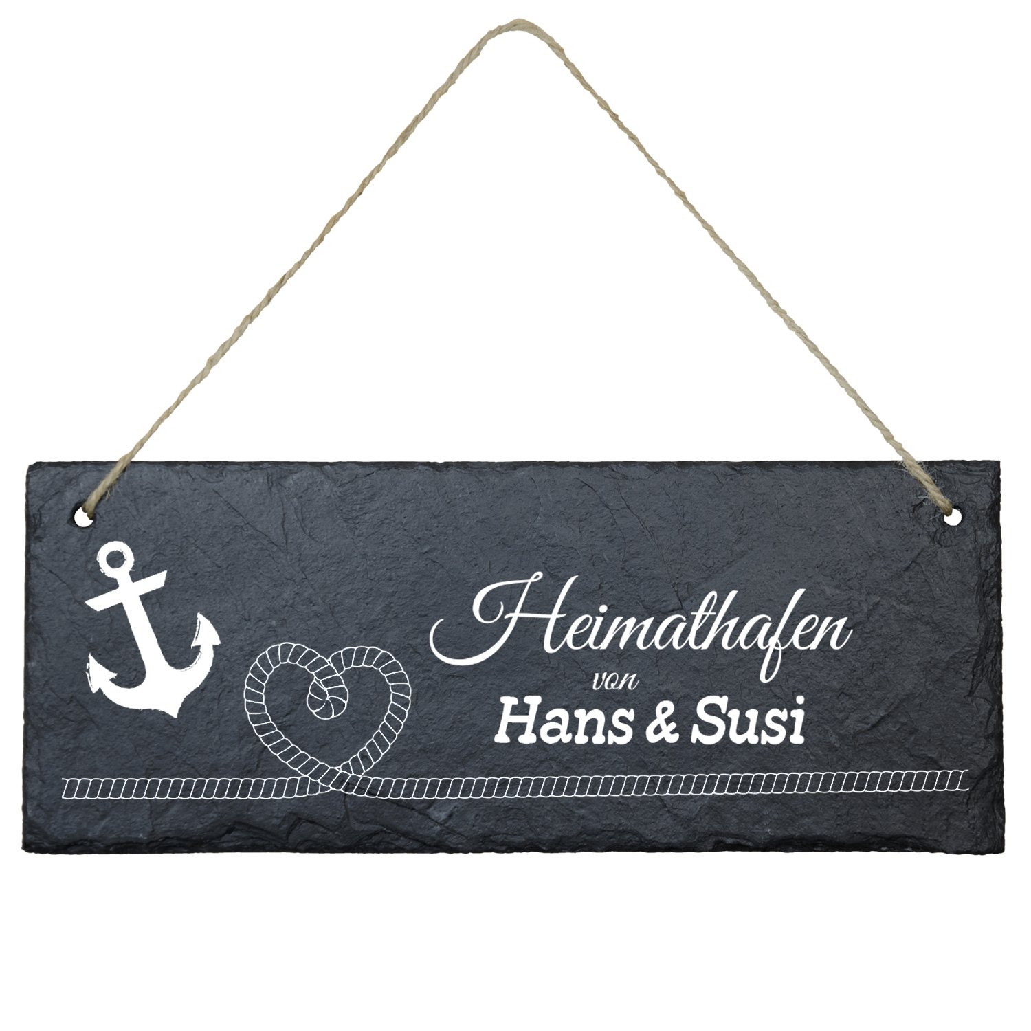 Schiefertafel Heimathafen mit Wunschnamen