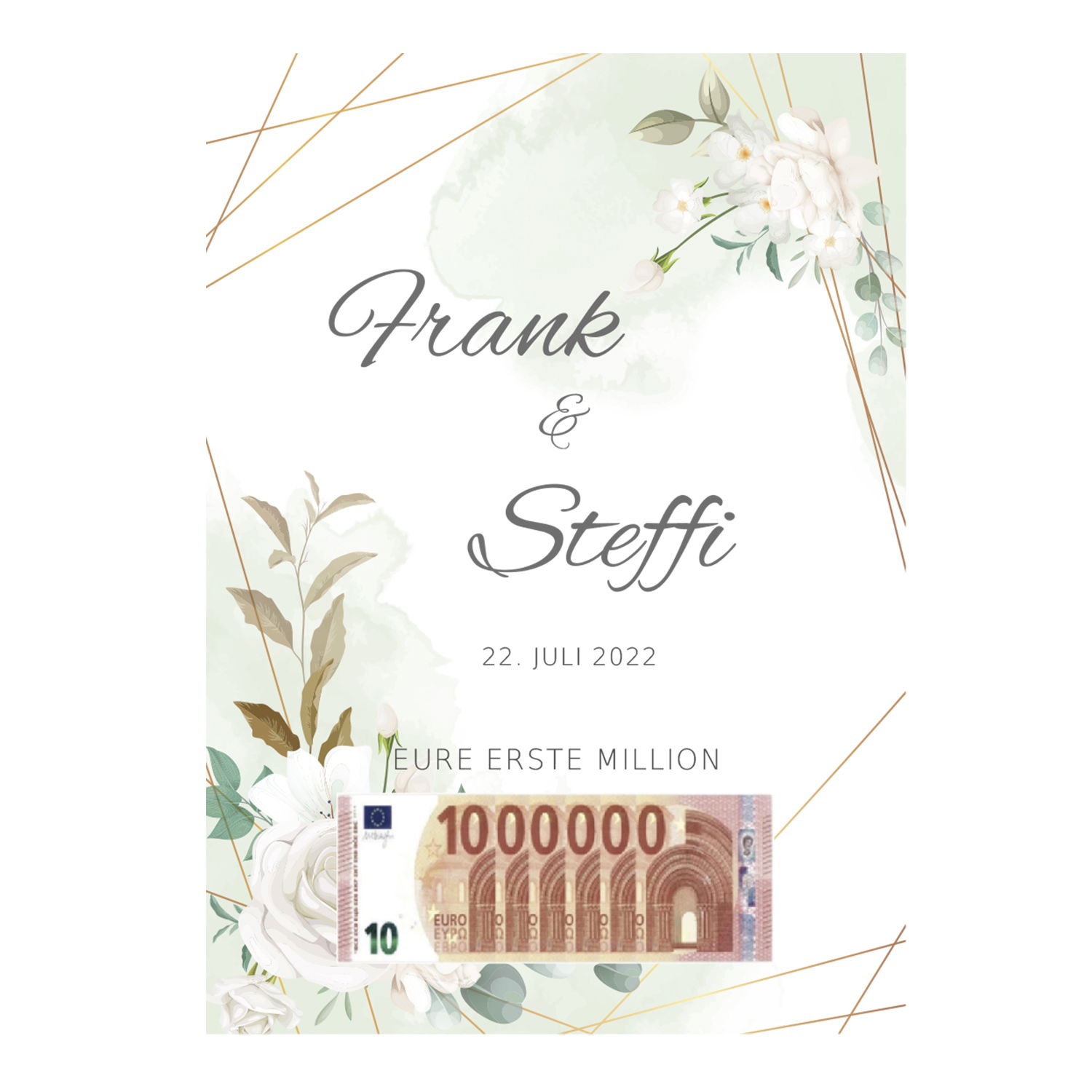 Geldgeschenk zur Hochzeit - Eure erste Million
