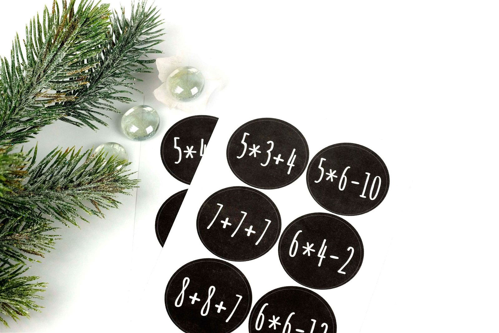 003-001-068-2 Adventskalender Aufkleber - Rechenaufgaben