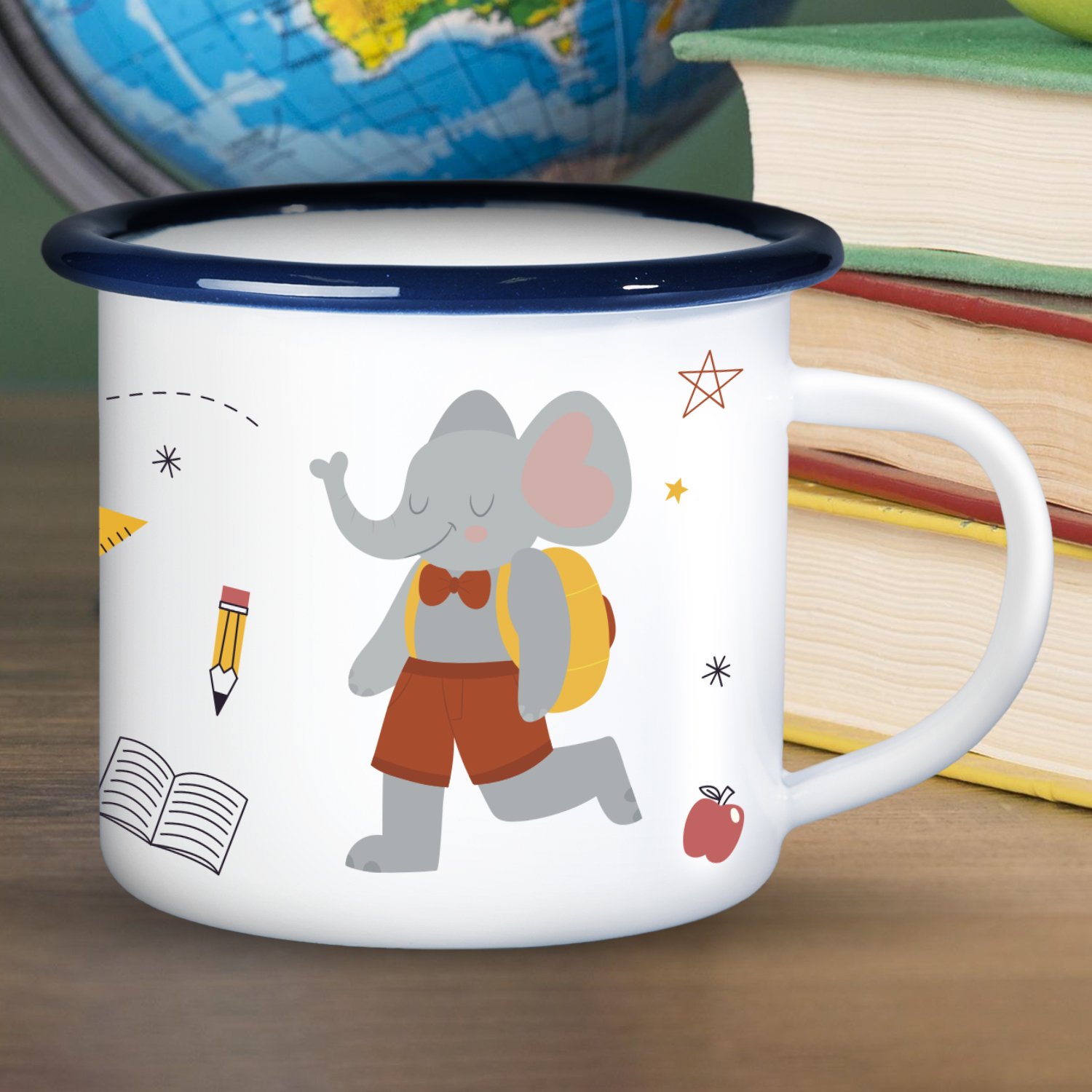 Emaille Tasse zur Einschulung