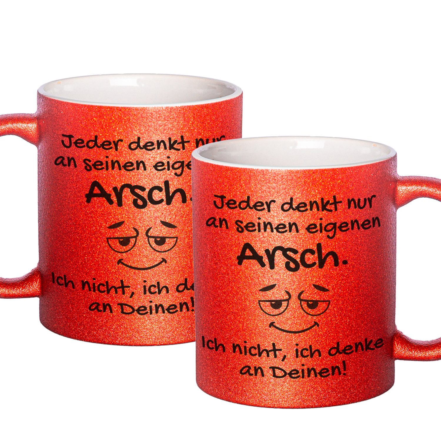 Glitzertasse mit lustigen Sprüchen