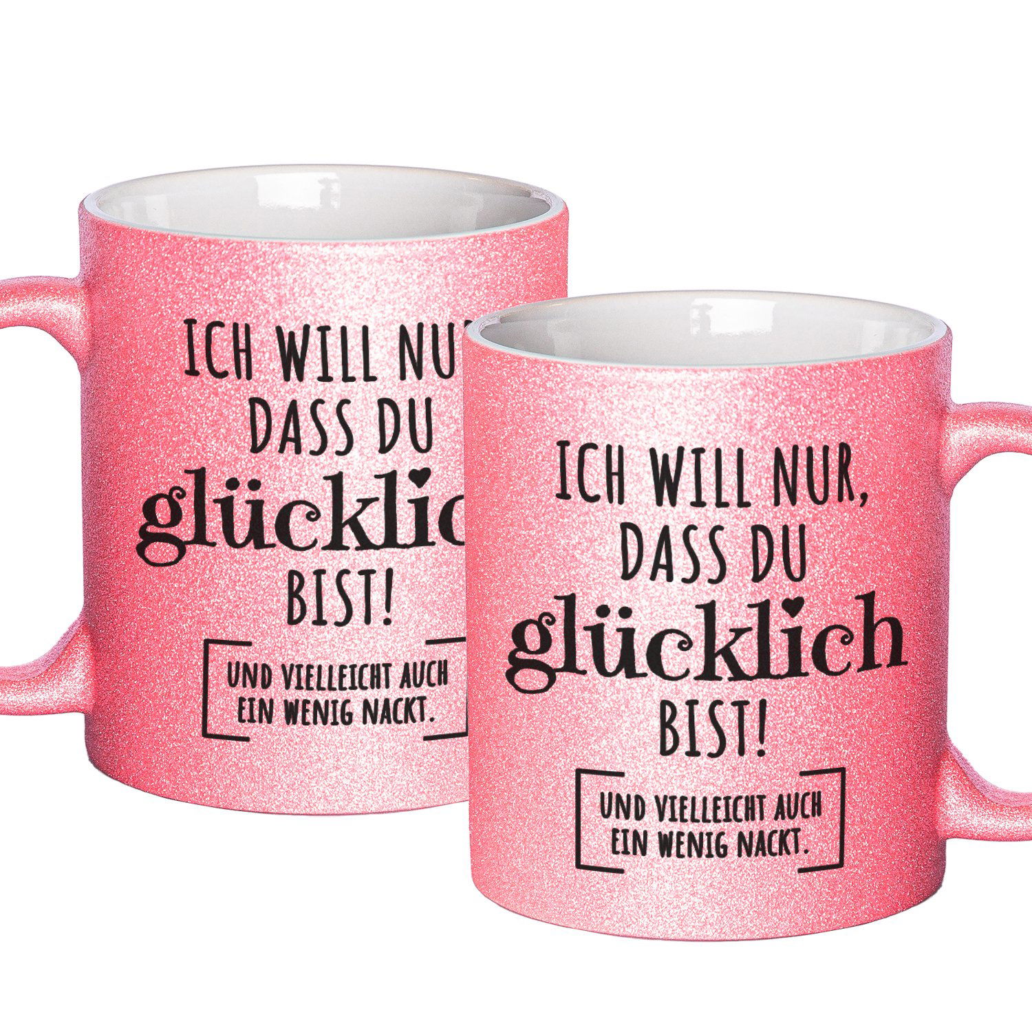 Glitzertasse mit lustigen Sprüchen