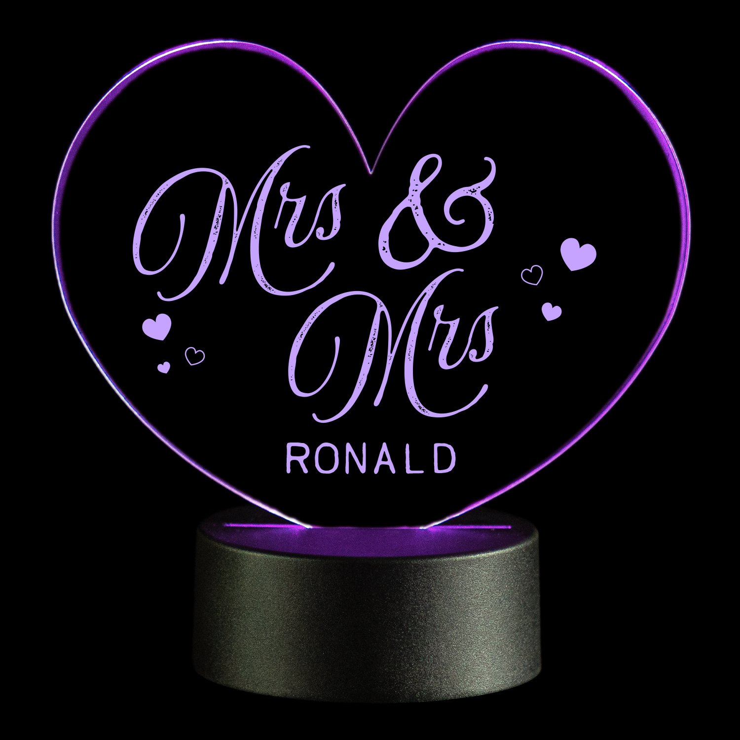 LED-Leuchte Herz - Mr & Mrs mit Personalisierung