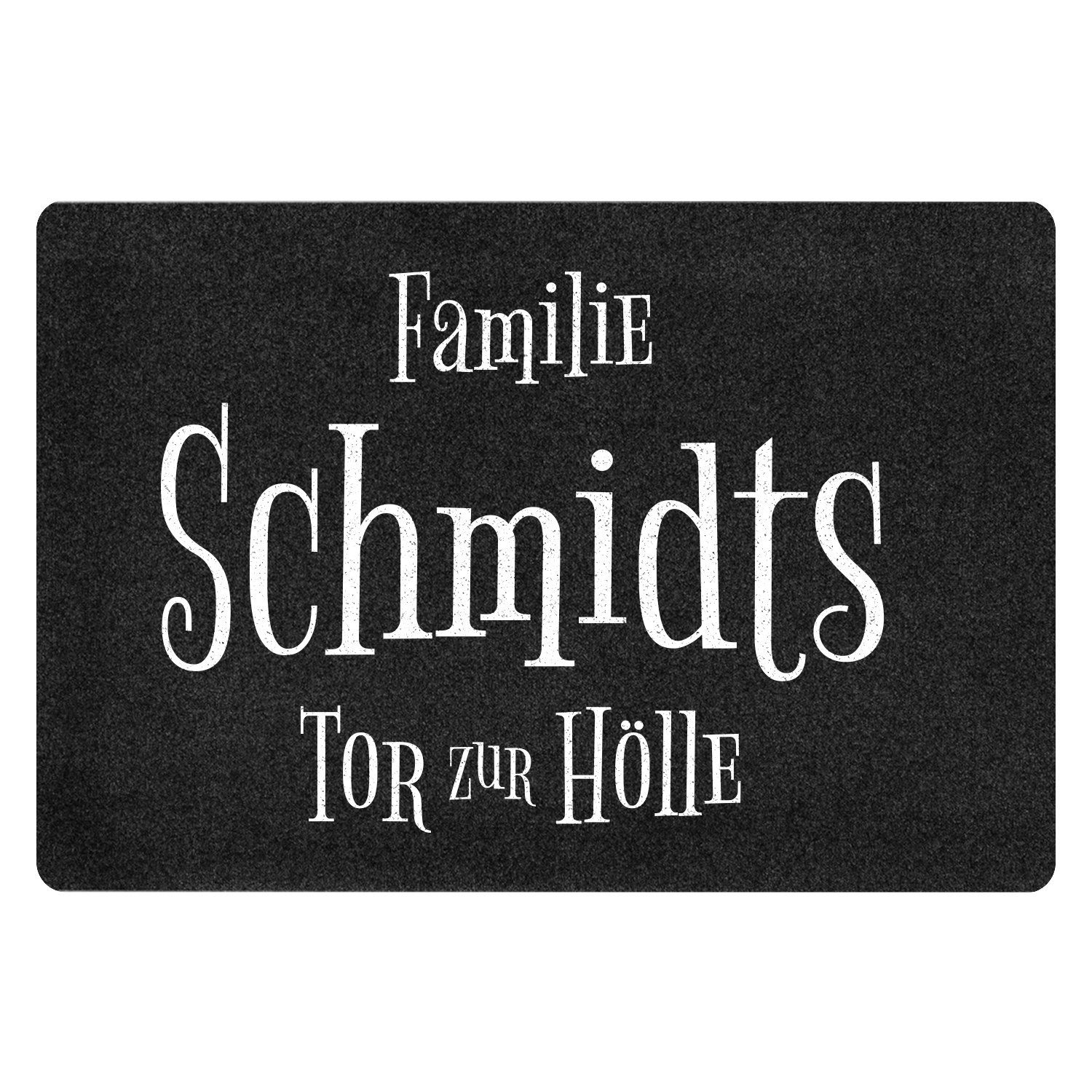 Fußmatte mit Familienname - Tor zur Hölle