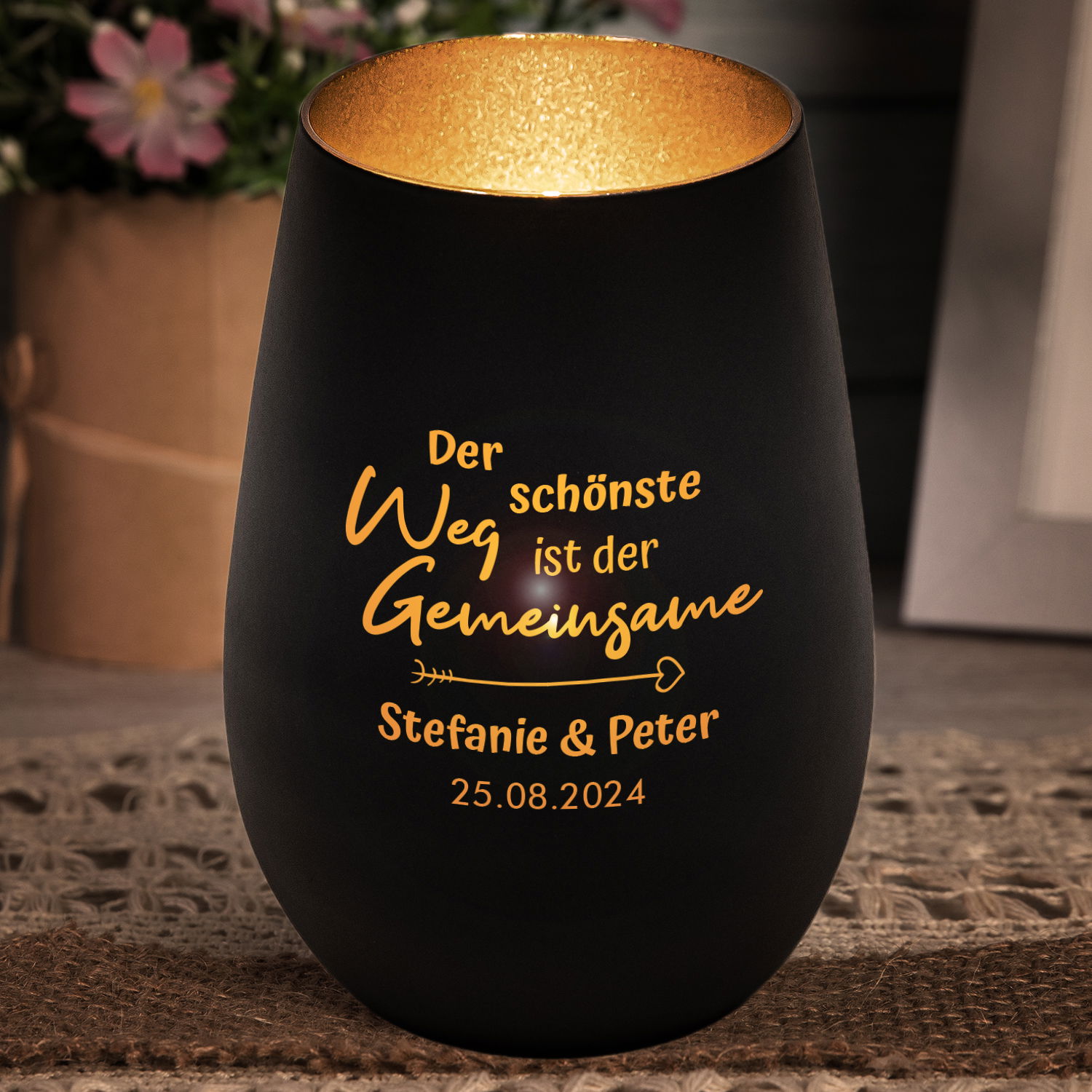 Windlicht - Hochzeit mit Personalisierung
