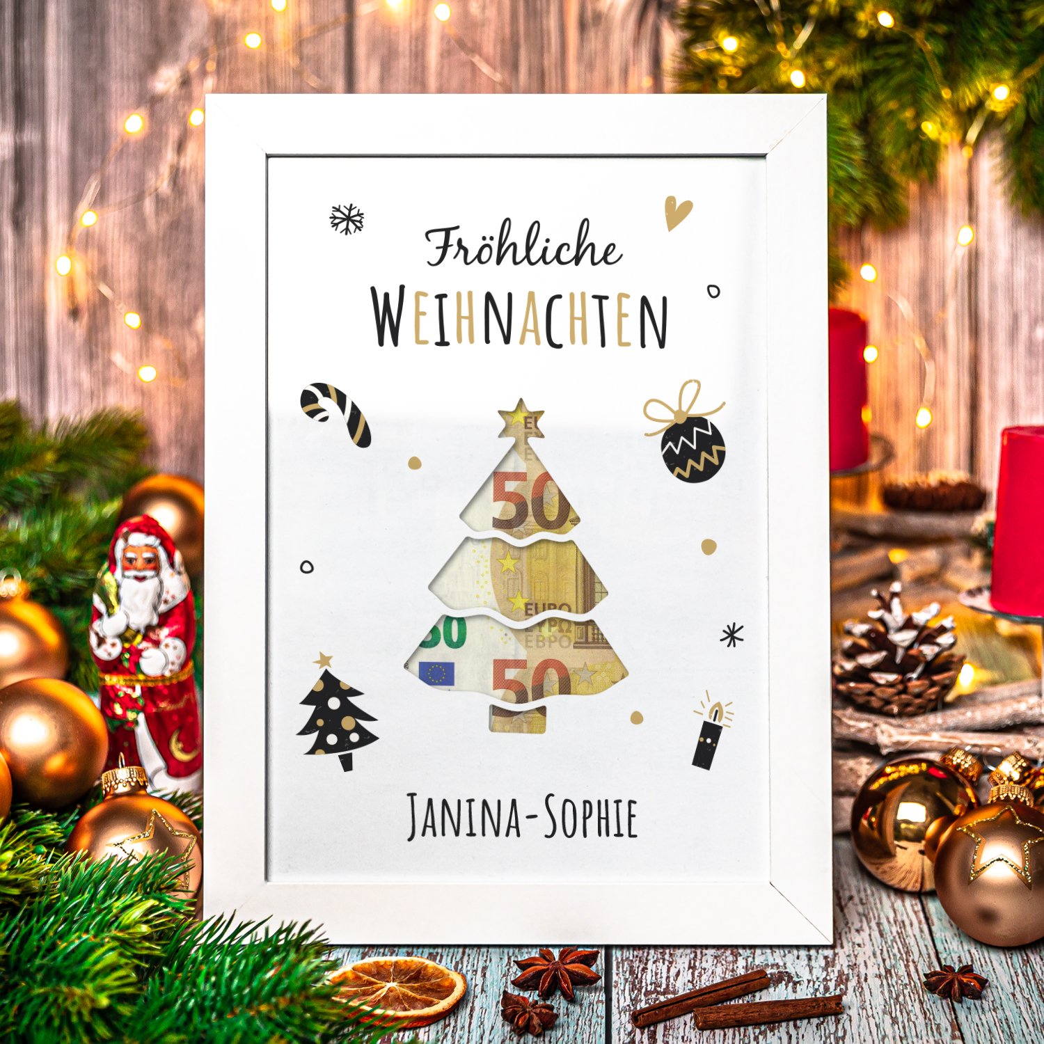 Geldgeschenk zu Weihnachten mit Personalisierung