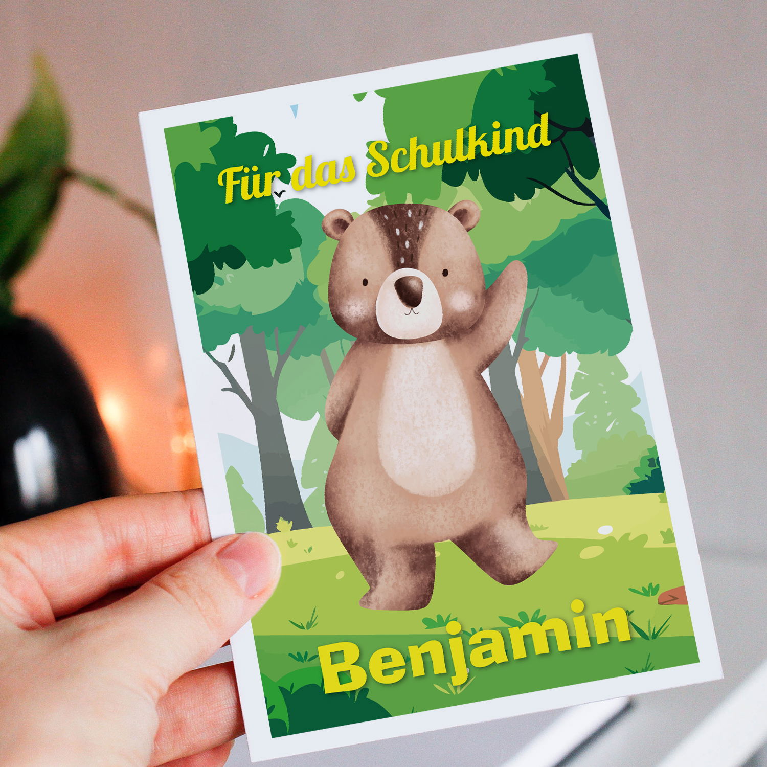 Grußkarte - Waldtiere mit Wunschtext
