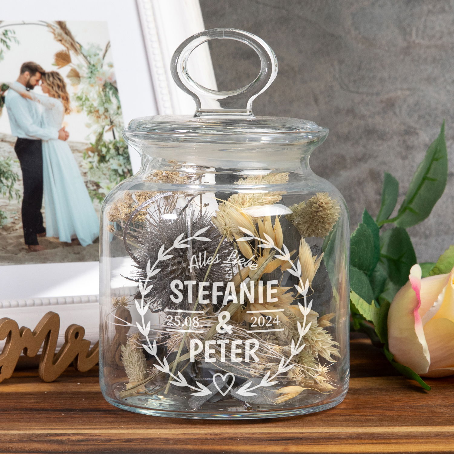 Keksglas zur Hochzeit mit Personalisierung